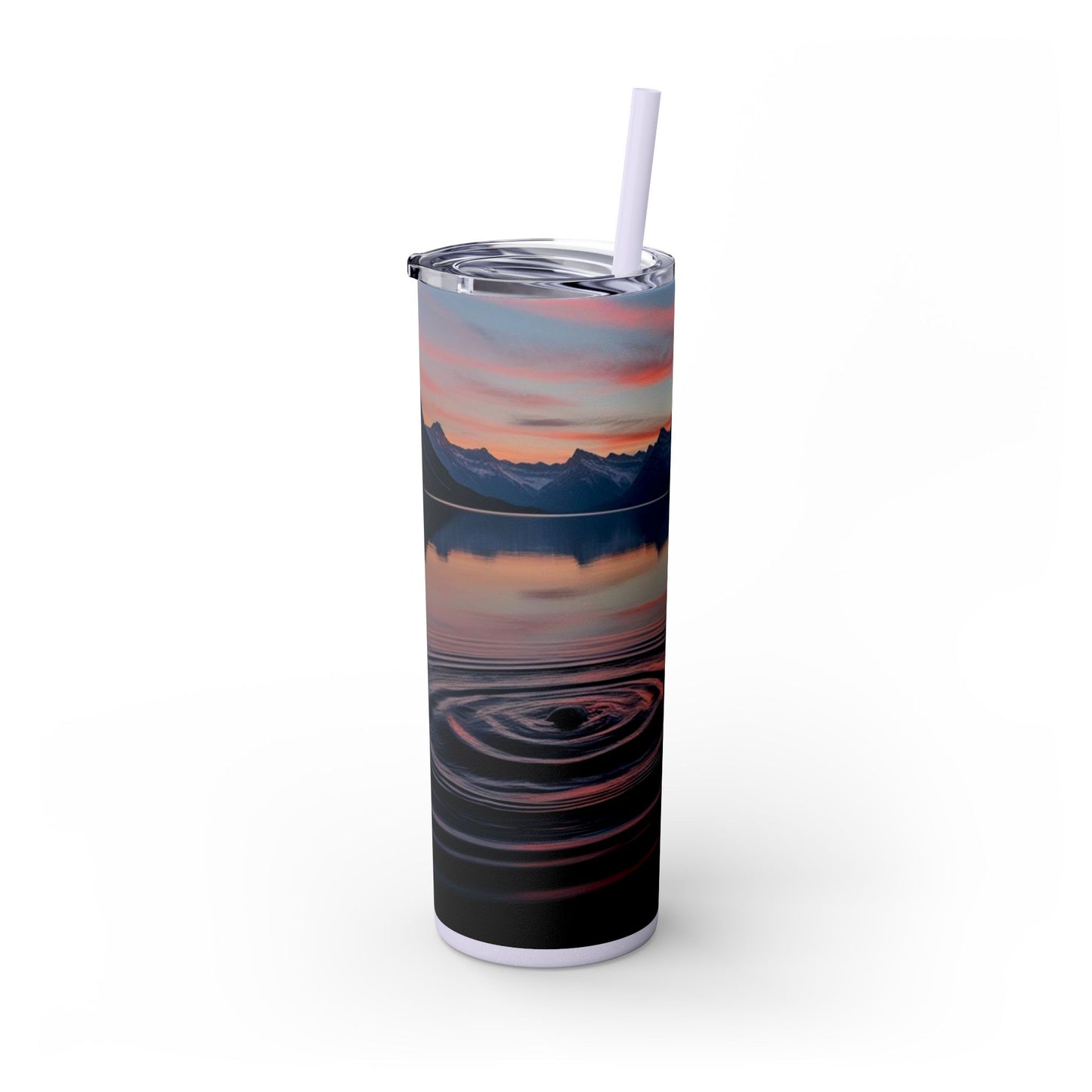 Ripple in a Mountain Lake Skinny Tumbler with Straw, 20oz