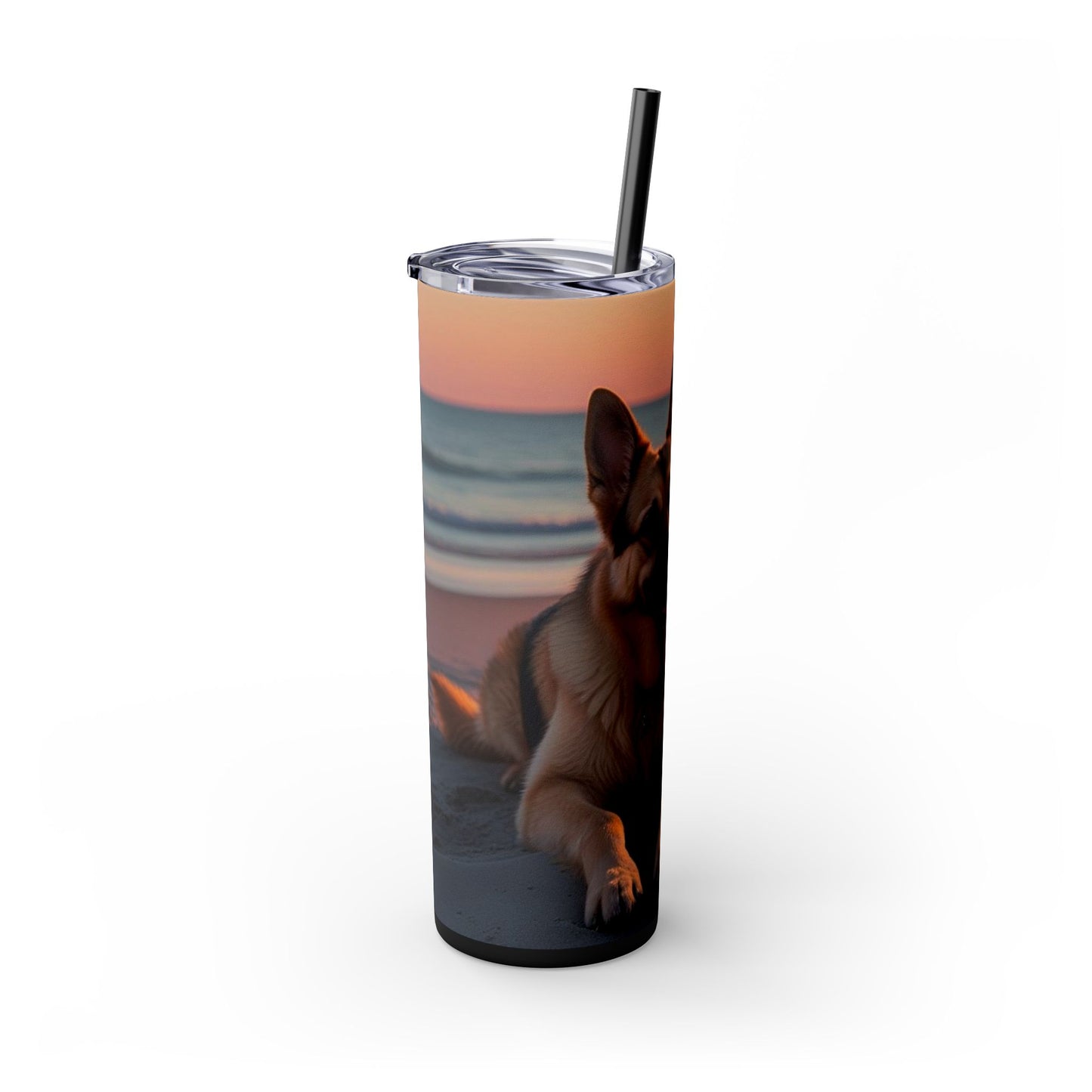 German Shepherd Love Skinny Tumbler with Straw, 20oz