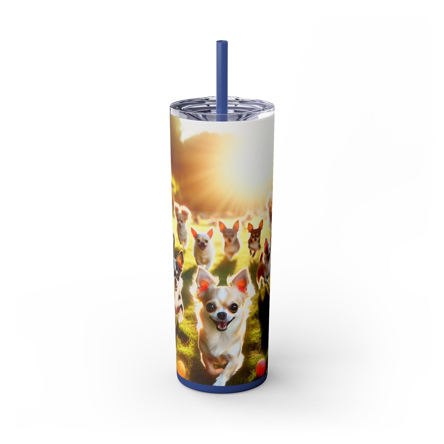 Chihuahua Skinny Tumbler with Straw, 20oz