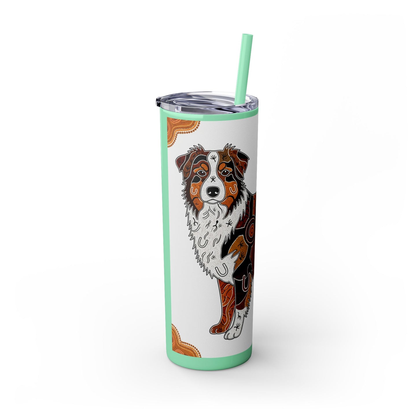 Australian Shepherd Skinny Tumbler with Straw, 20oz