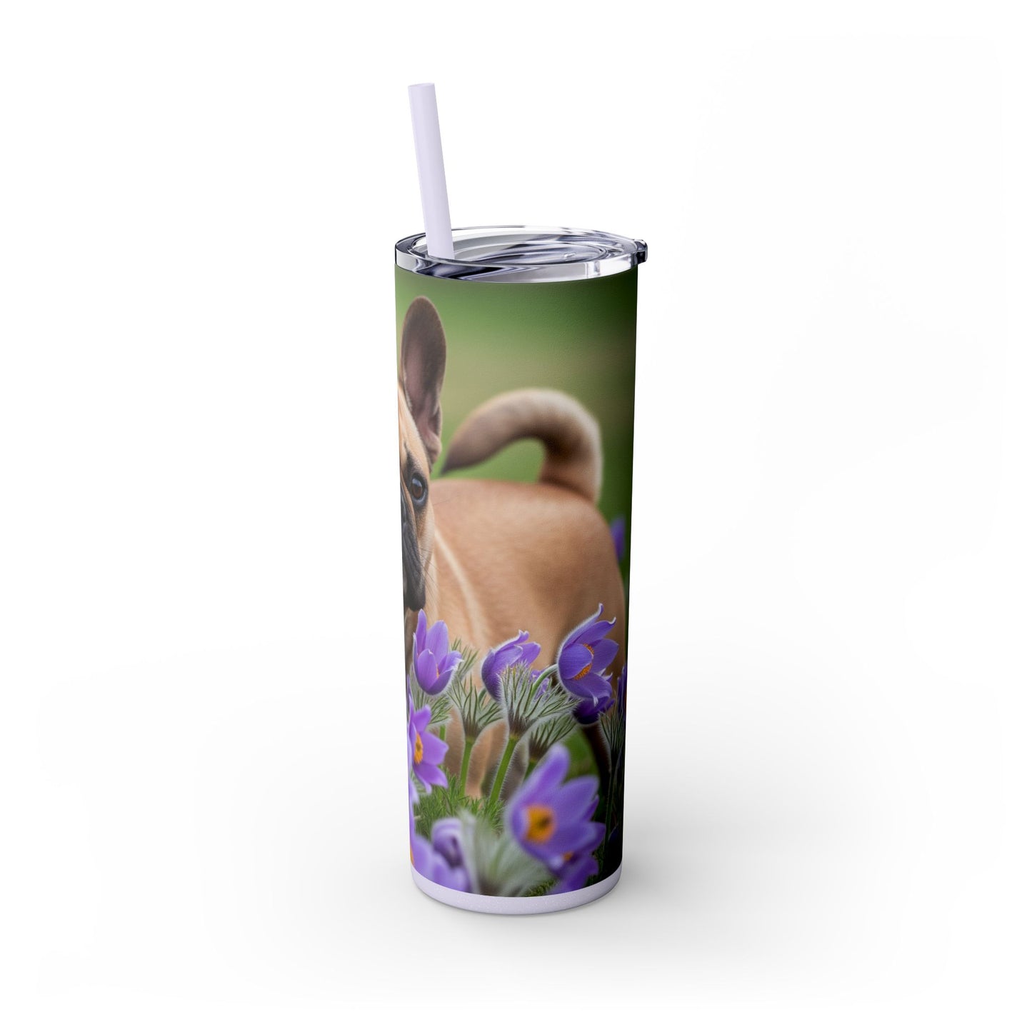 French Bulldog Skinny Tumbler with Straw, 20oz