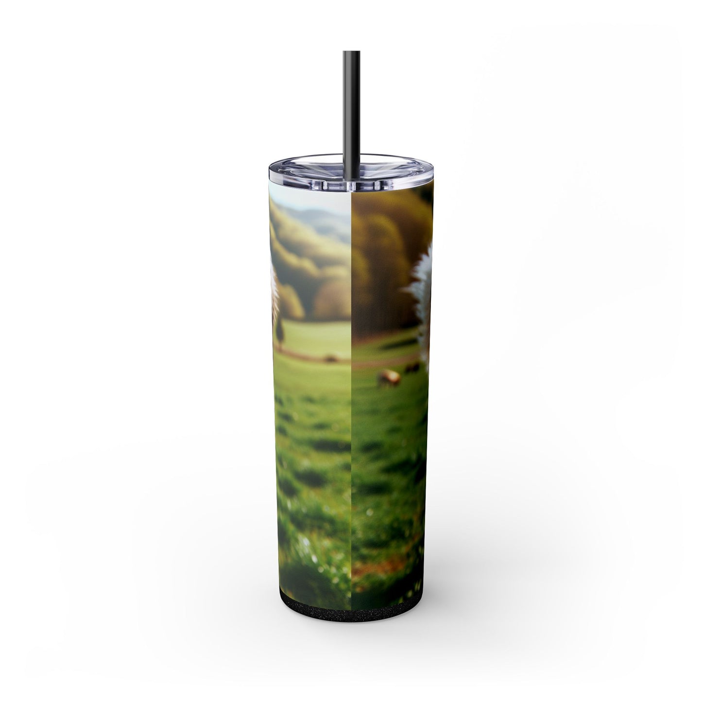 Pyrenean Mastiff Skinny Tumbler with Straw, 20oz