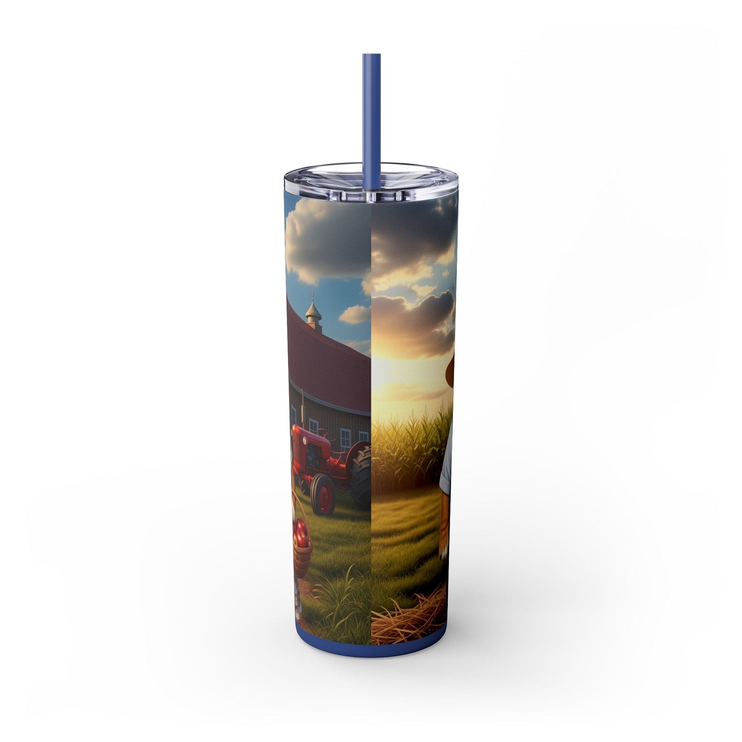 Bulldog Skinny Tumbler with Straw, 20oz