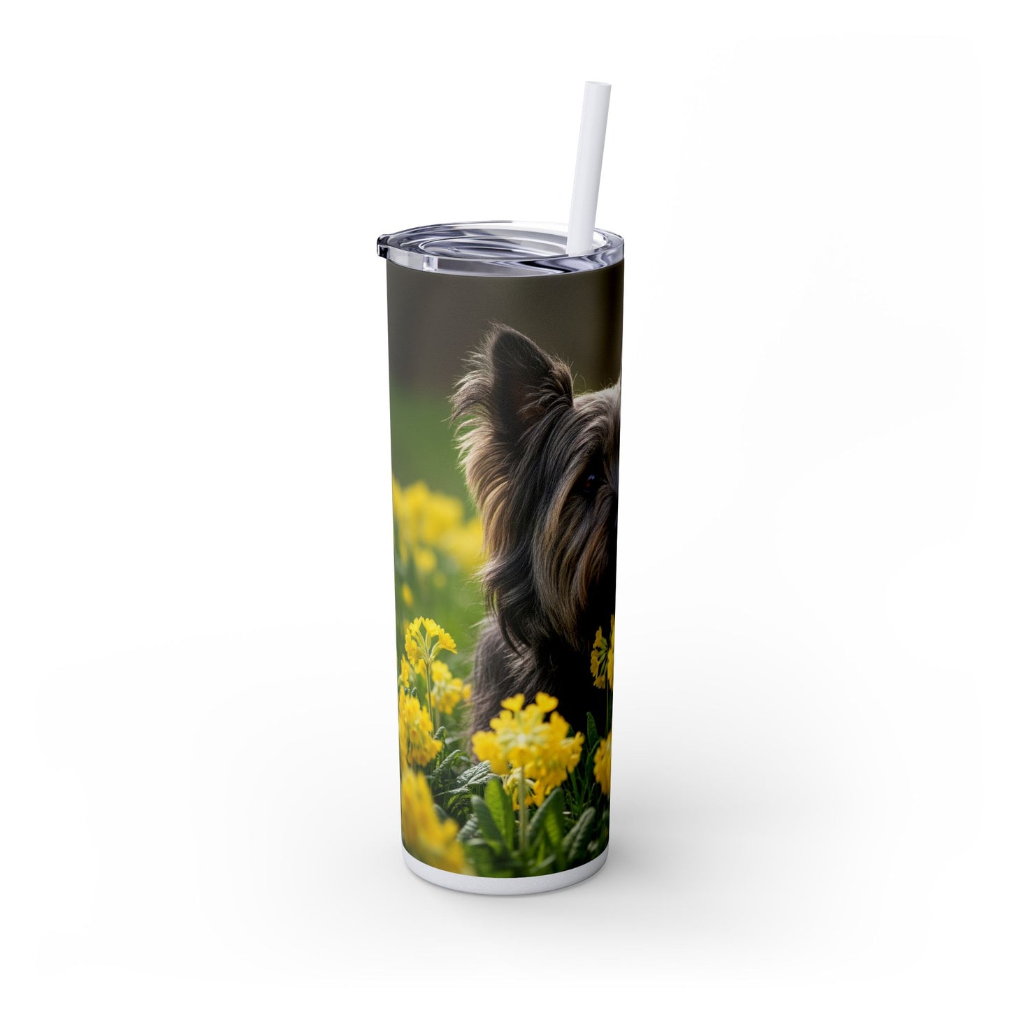 Skye Terrier Skinny Tumbler with Straw, 20oz