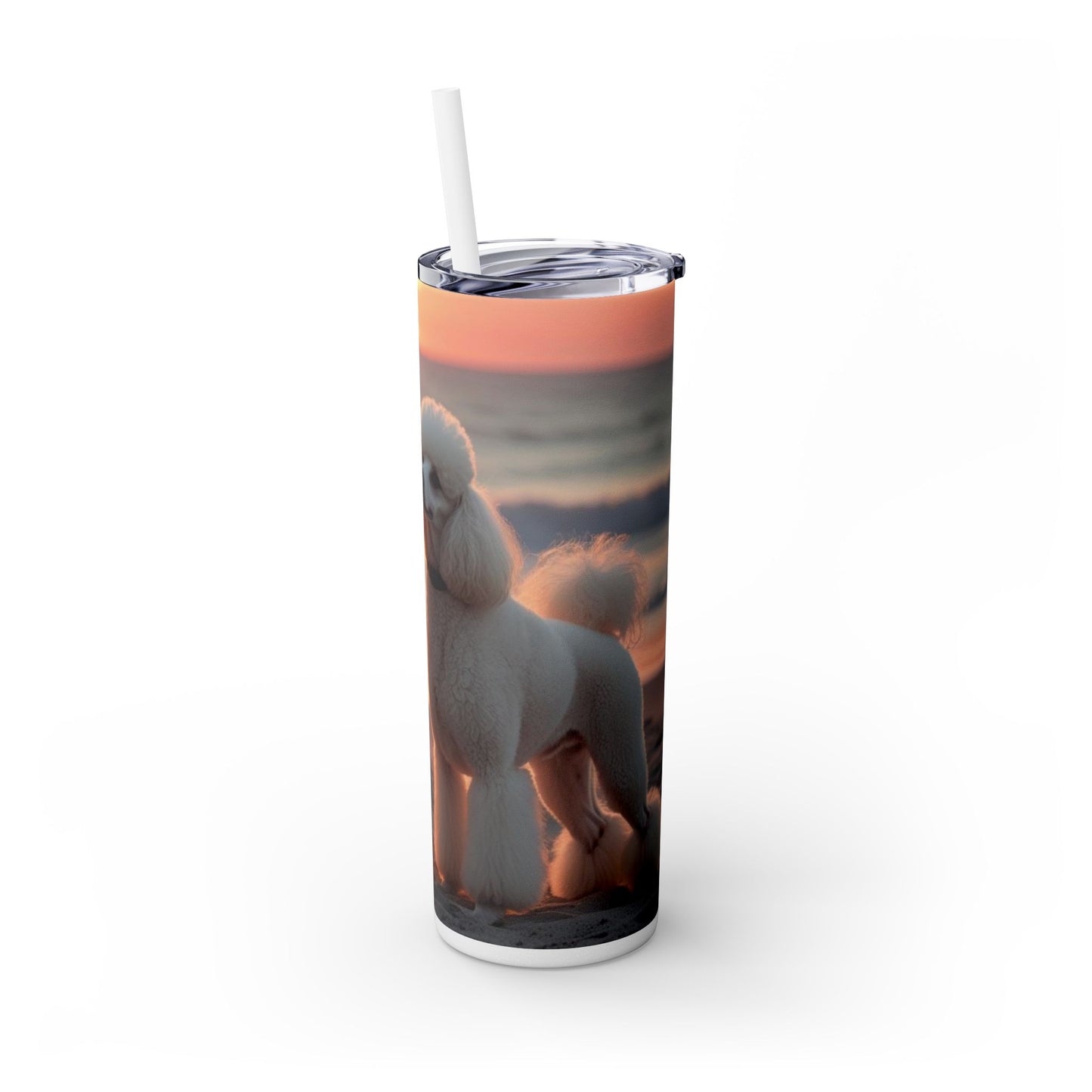Poodle Love Skinny Tumbler with Straw, 20oz