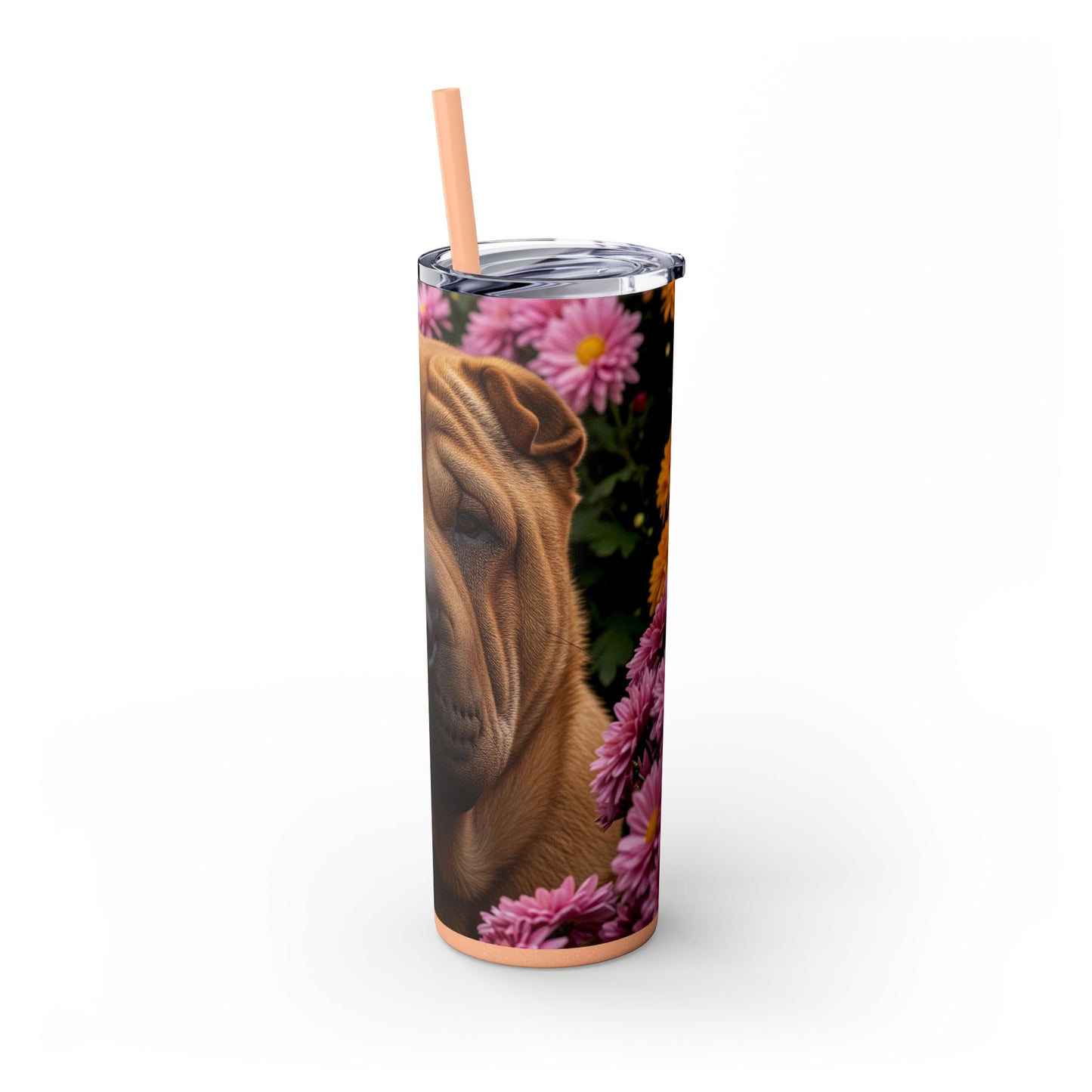 Shar-Pei Skinny Tumbler with Straw, 20oz