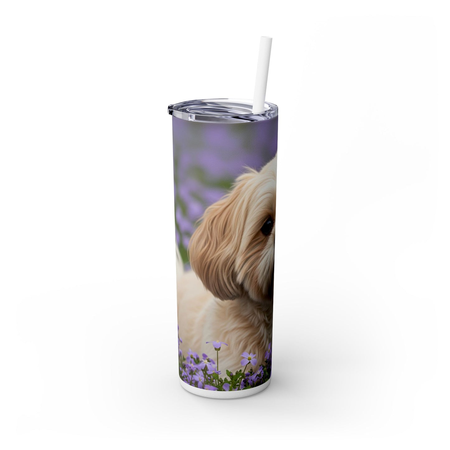 Shih-poo Skinny Tumbler with Straw, 20oz