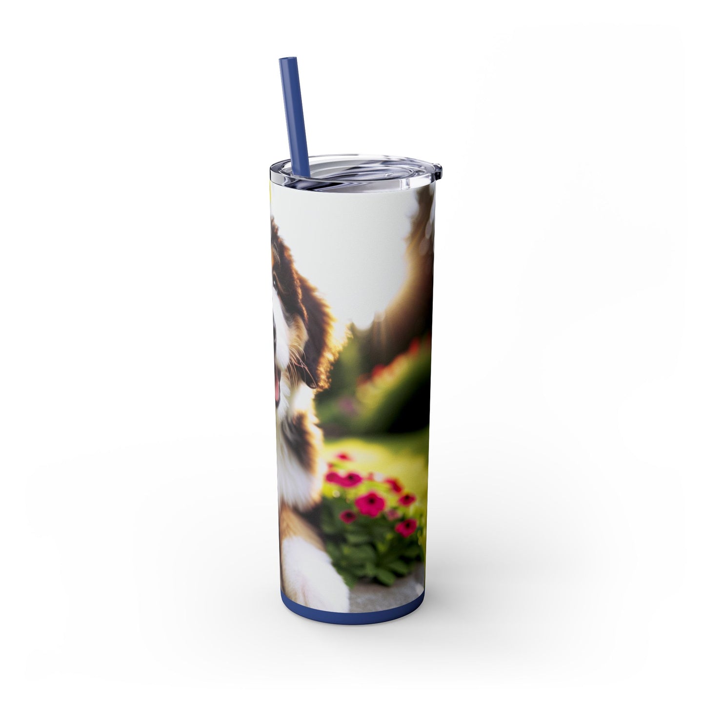 Bernedoodle Skinny Tumbler with Straw, 20oz