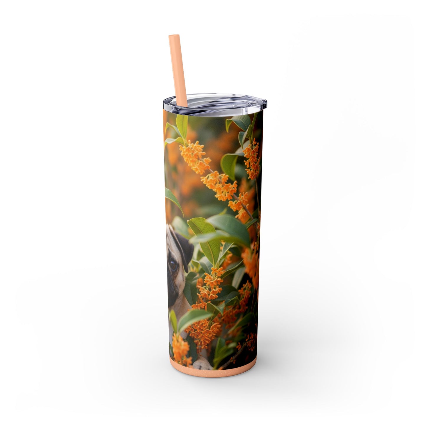 Pug Skinny Tumbler with Straw, 20oz