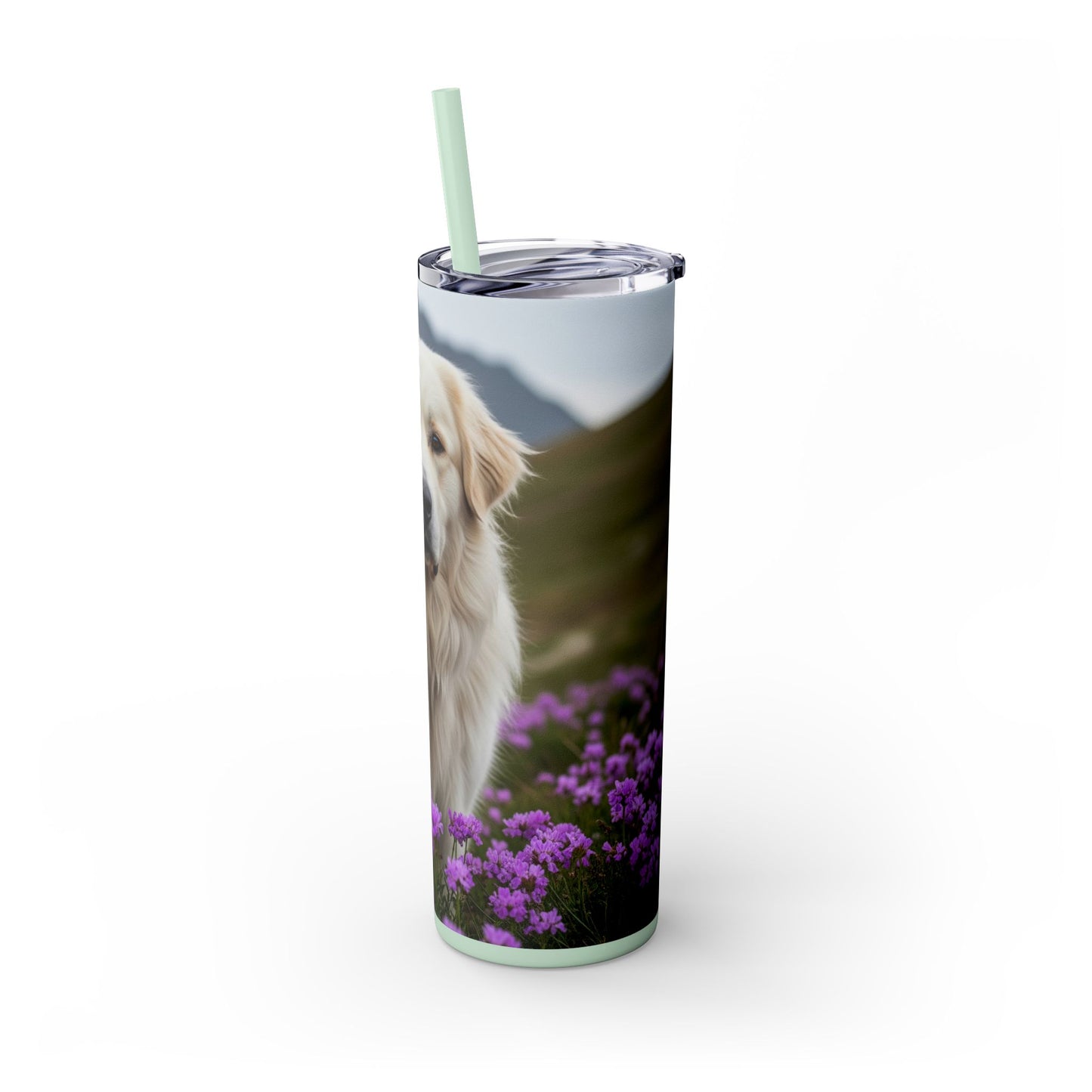 Pyrenean Mountain Dog Skinny Tumbler with Straw, 20oz
