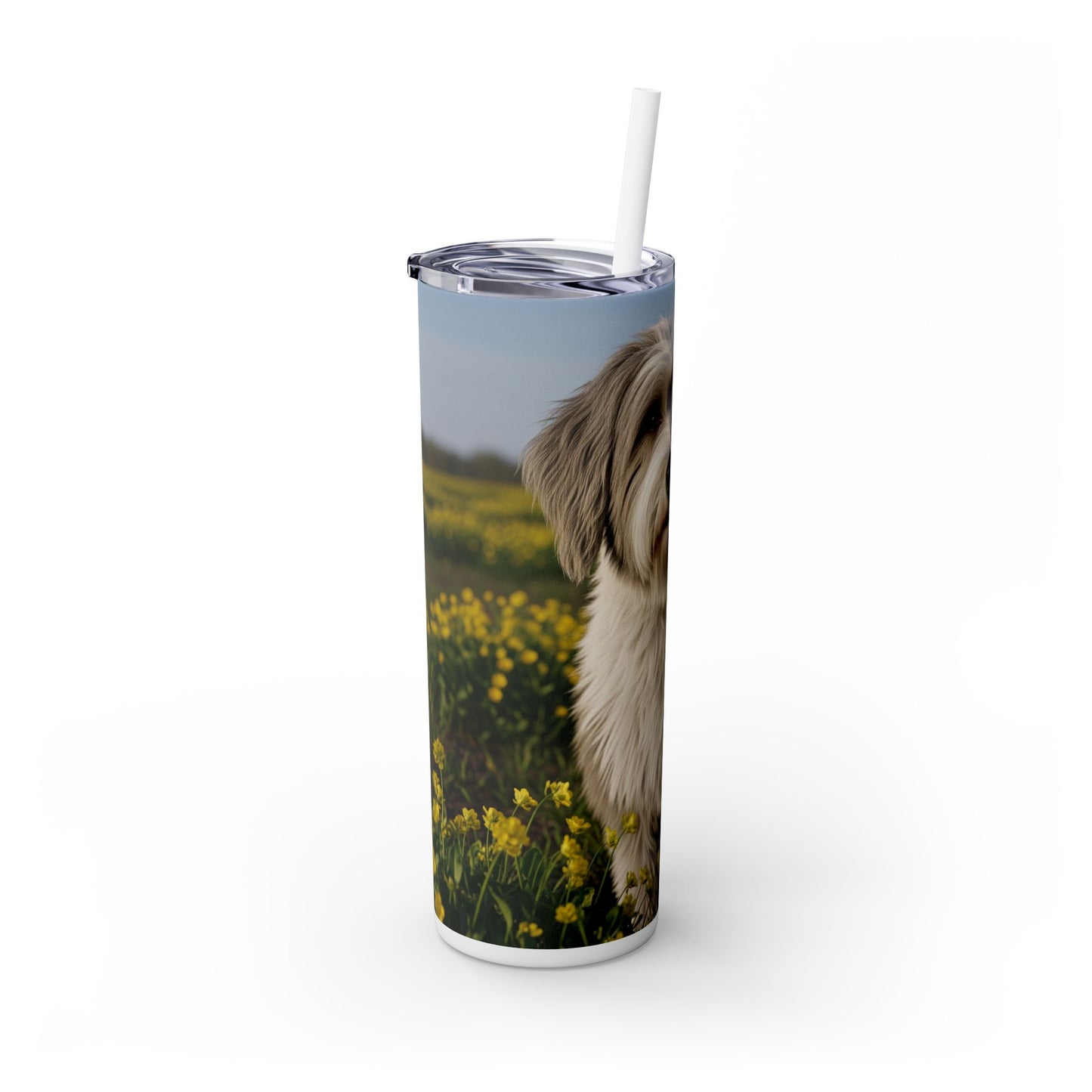 Polish Lowland Sheepdog Skinny Tumbler with Straw, 20oz