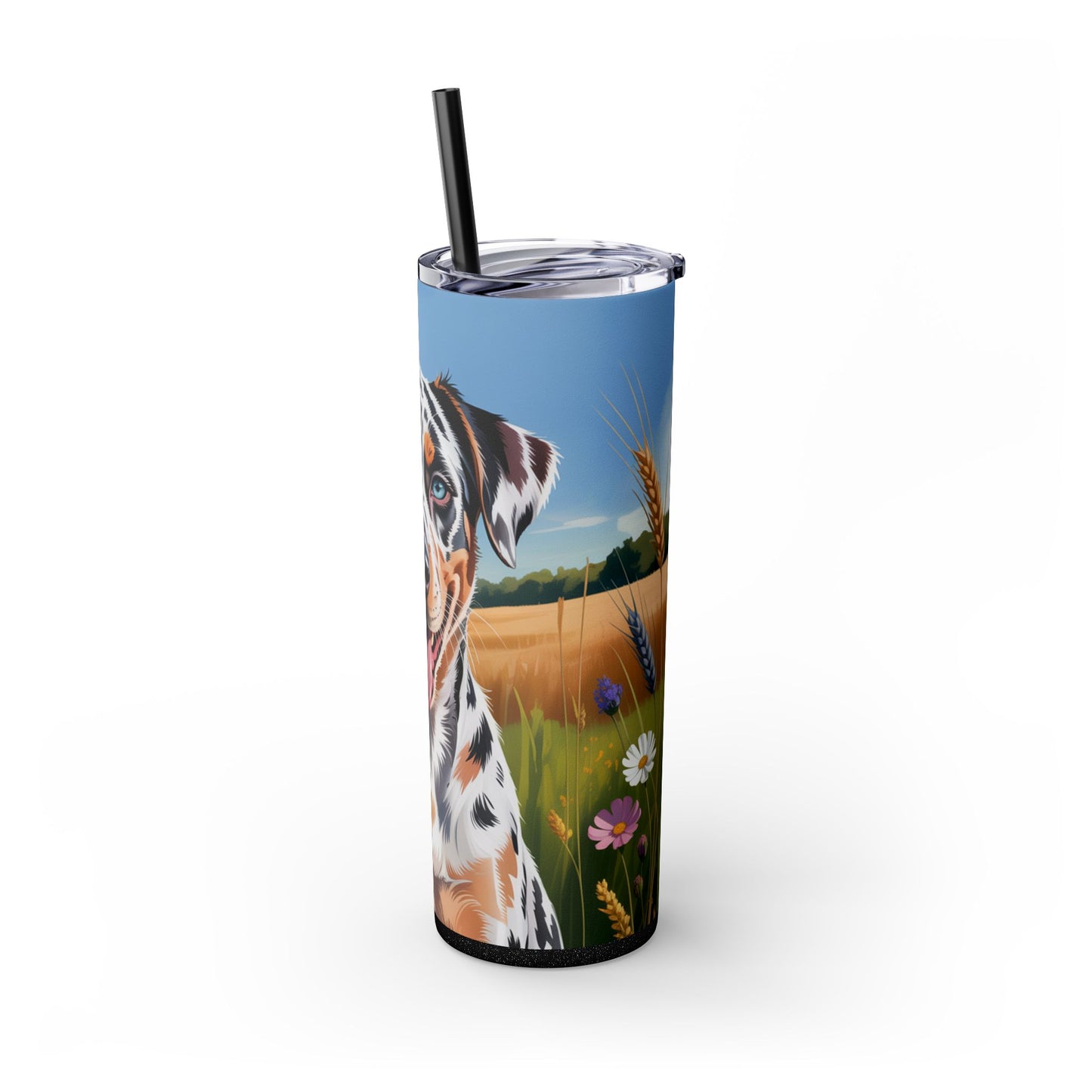 Catahoula Leopard Dog Skinny Tumbler with Straw, 20oz