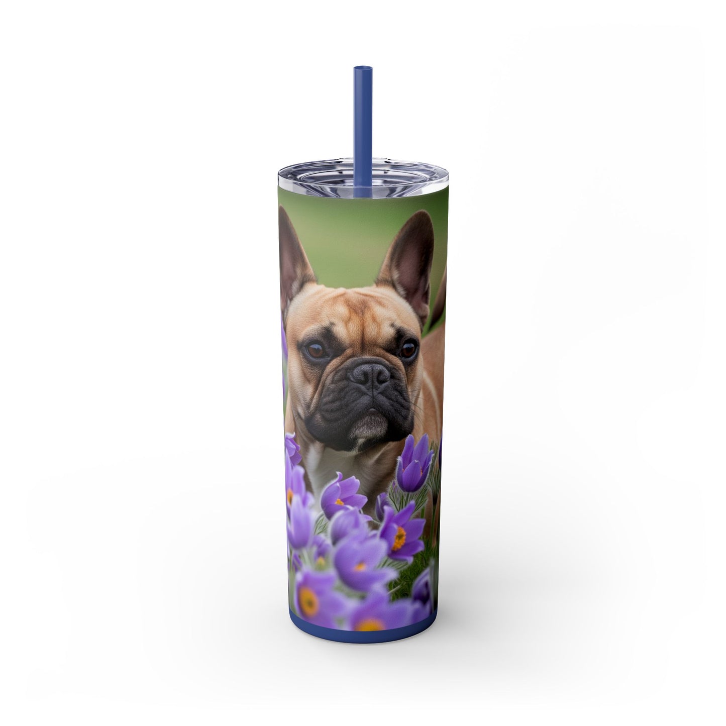French Bulldog Skinny Tumbler with Straw, 20oz