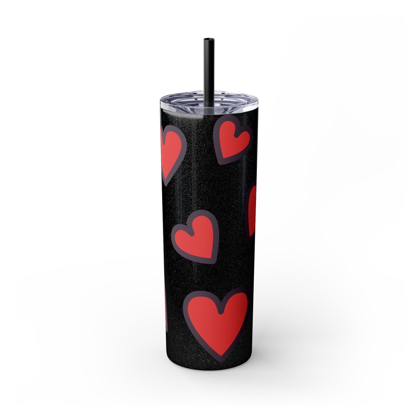 Hearts Skinny Tumbler with Straw, 20oz
