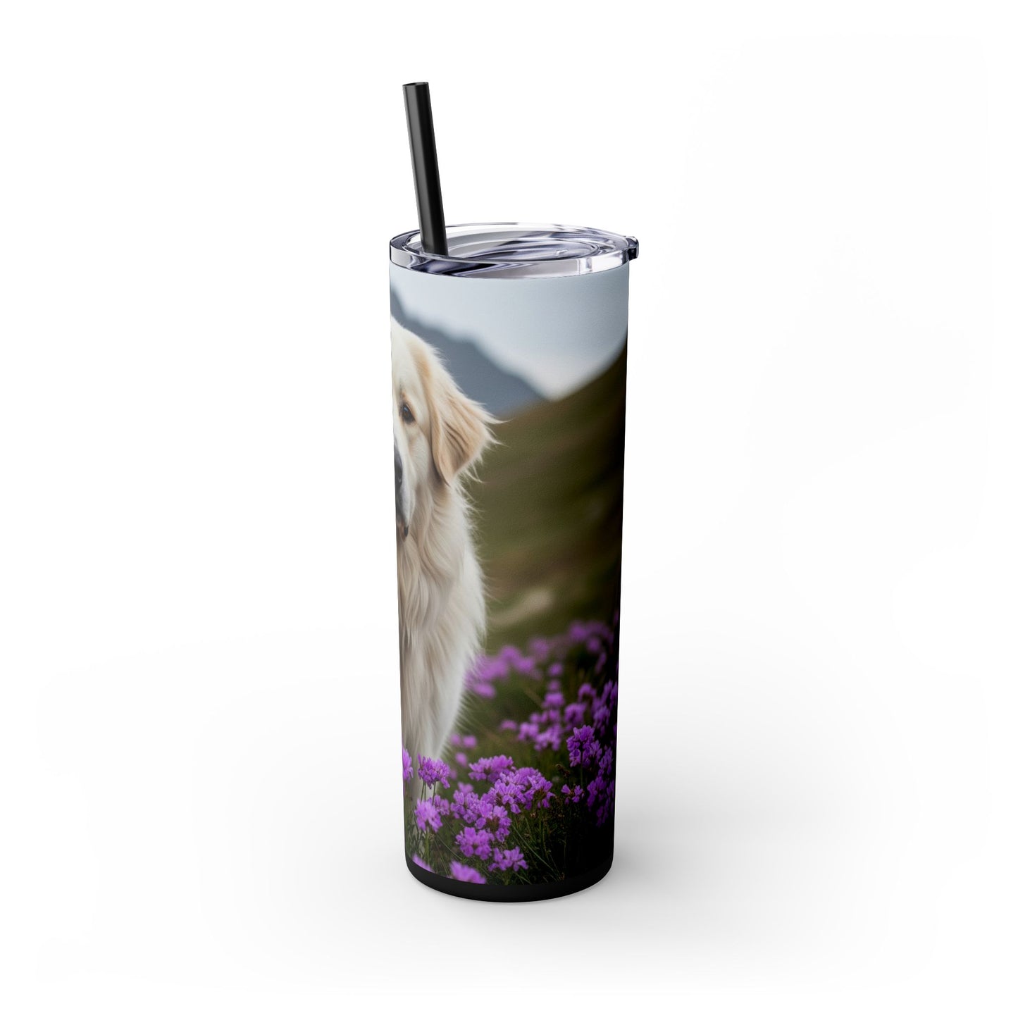 Pyrenean Mountain Dog Skinny Tumbler with Straw, 20oz