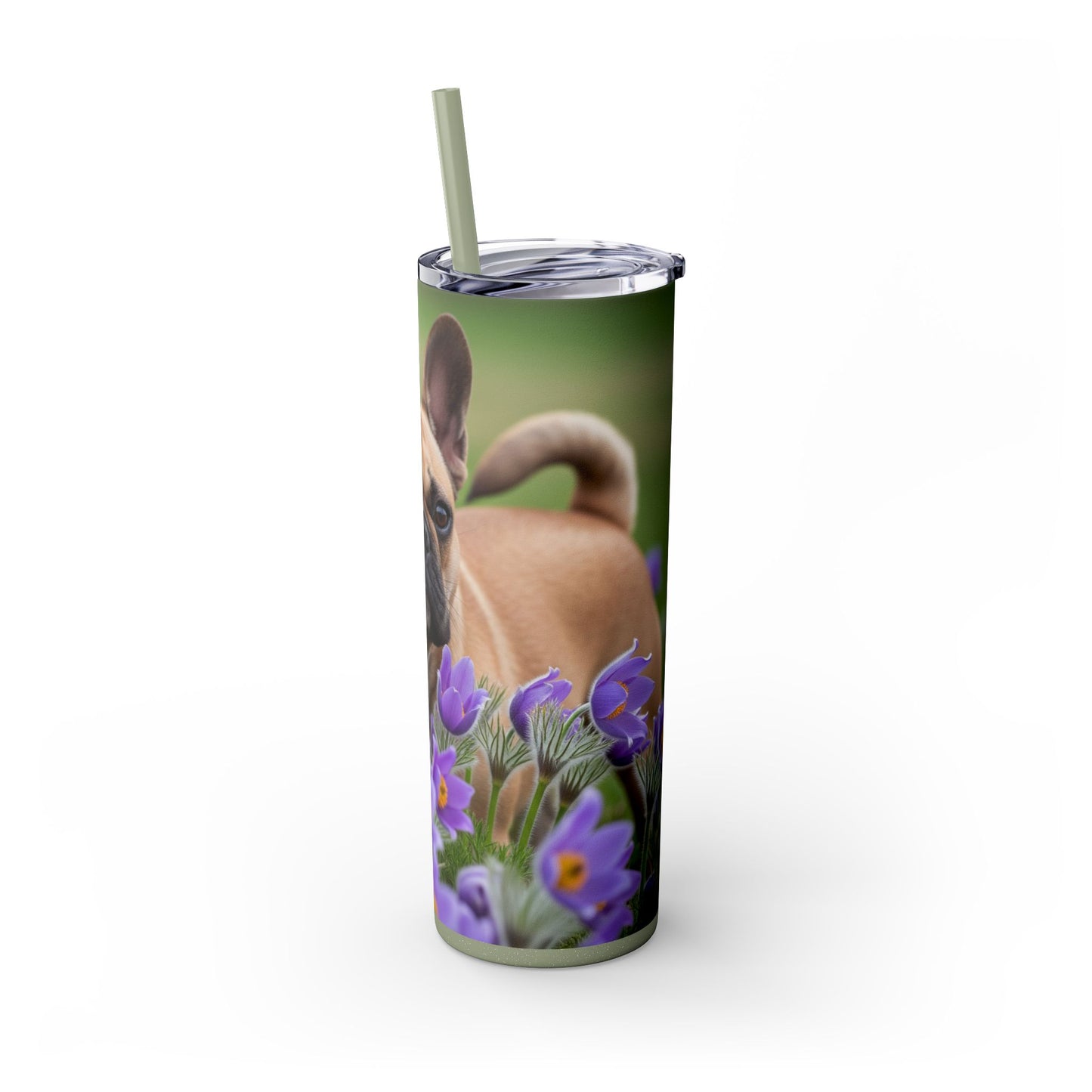 French Bulldog Skinny Tumbler with Straw, 20oz