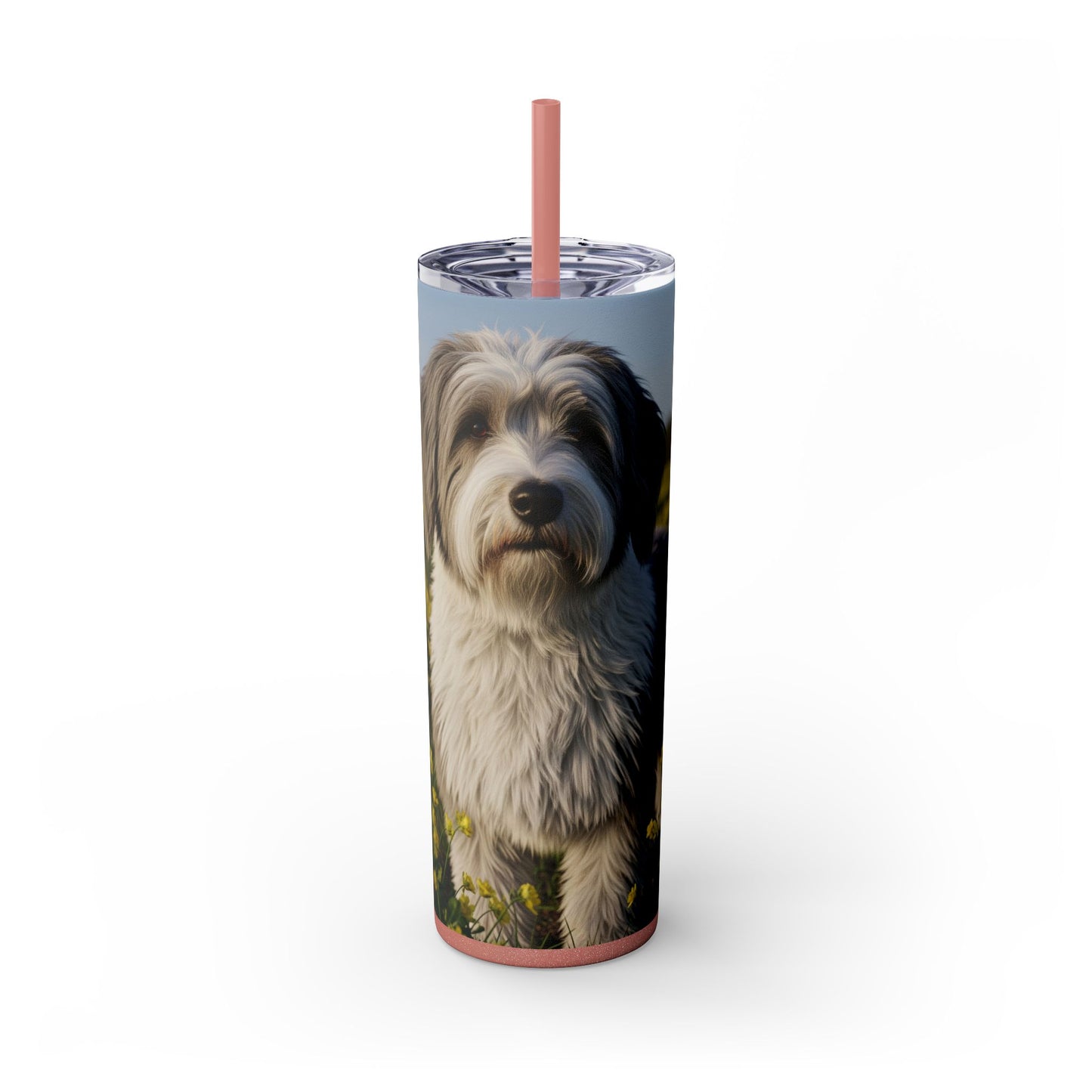 Polish Lowland Sheepdog Skinny Tumbler with Straw, 20oz