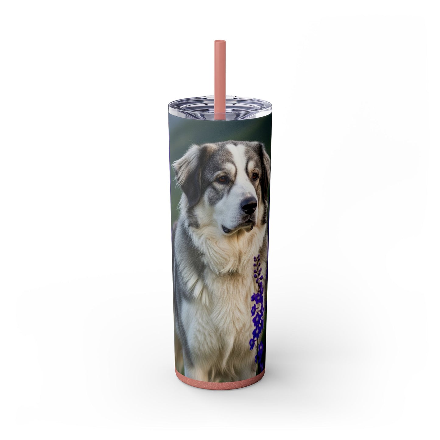 Tatra Shepherd Dog Skinny Tumbler with Straw, 20oz
