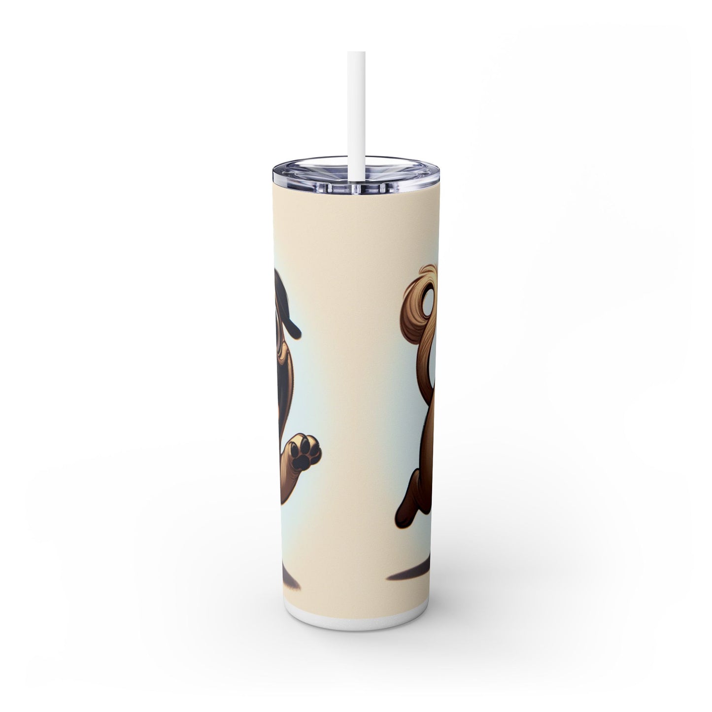 Pug Skinny Tumbler with Straw, 20oz