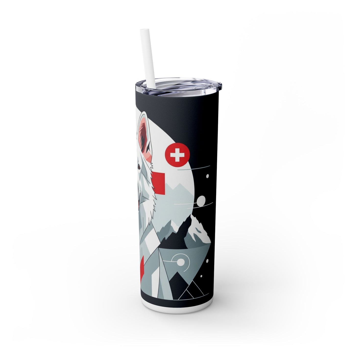 White Swiss Shepherd Dog Skinny Tumbler with Straw, 20oz