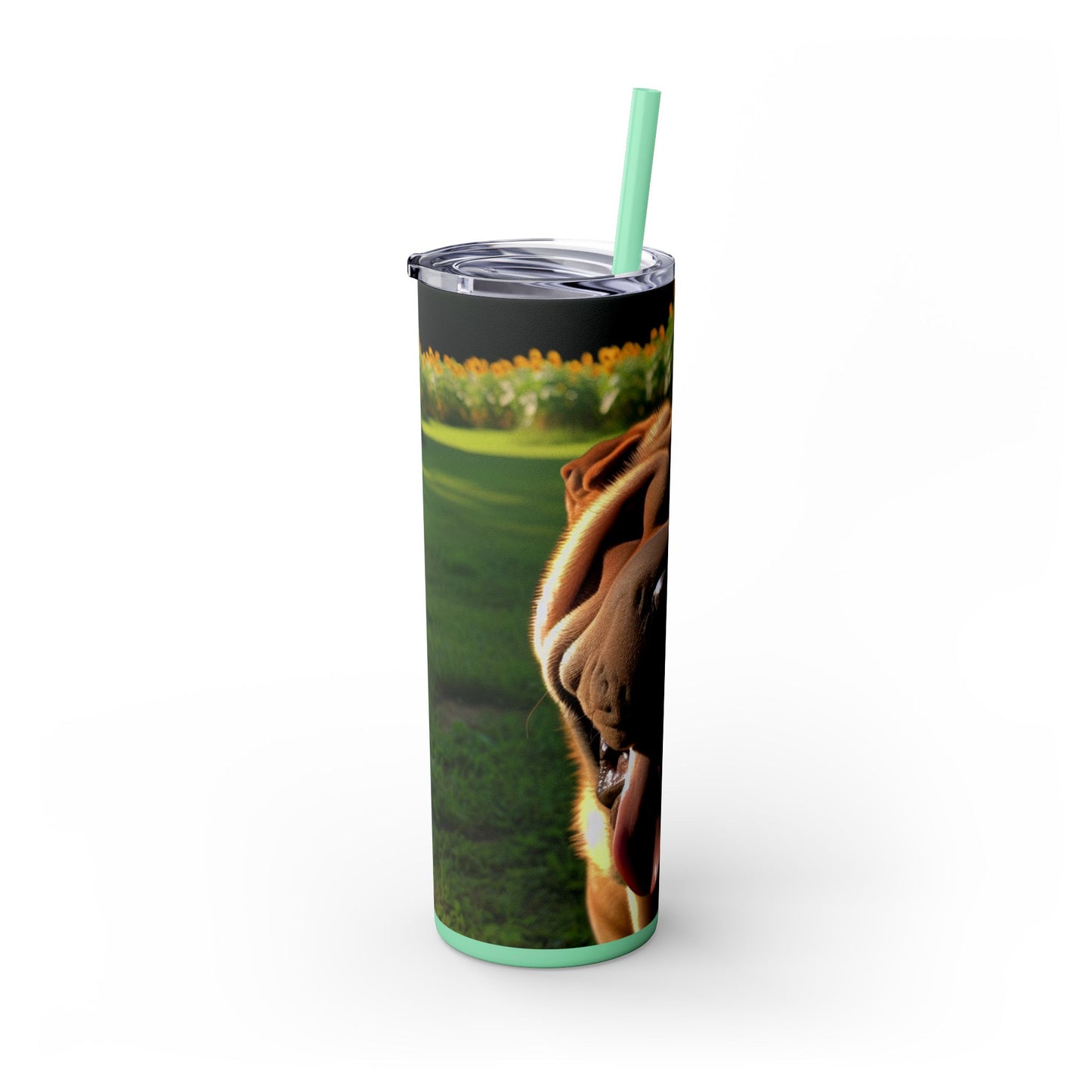 Shar Pei Skinny Tumbler with Straw, 20oz