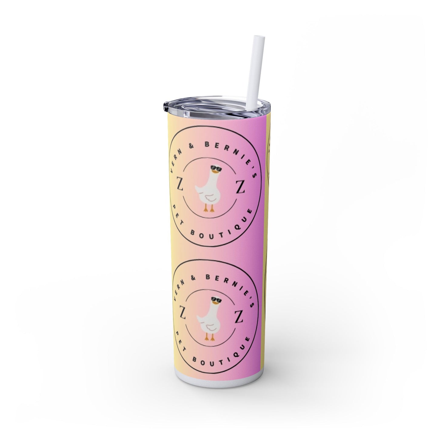 Vern and Bernie's Skinny Tumbler with Straw, 20oz