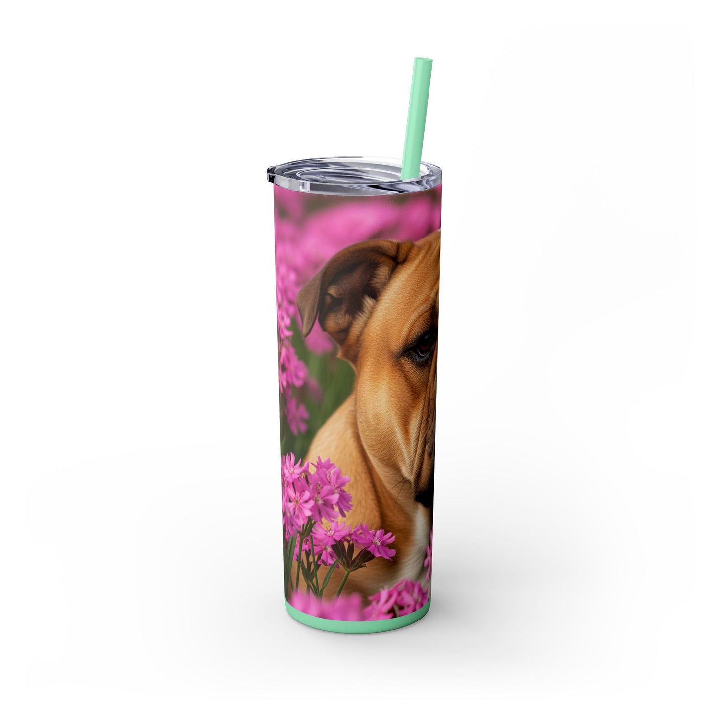 Bulldog Skinny Tumbler with Straw, 20oz