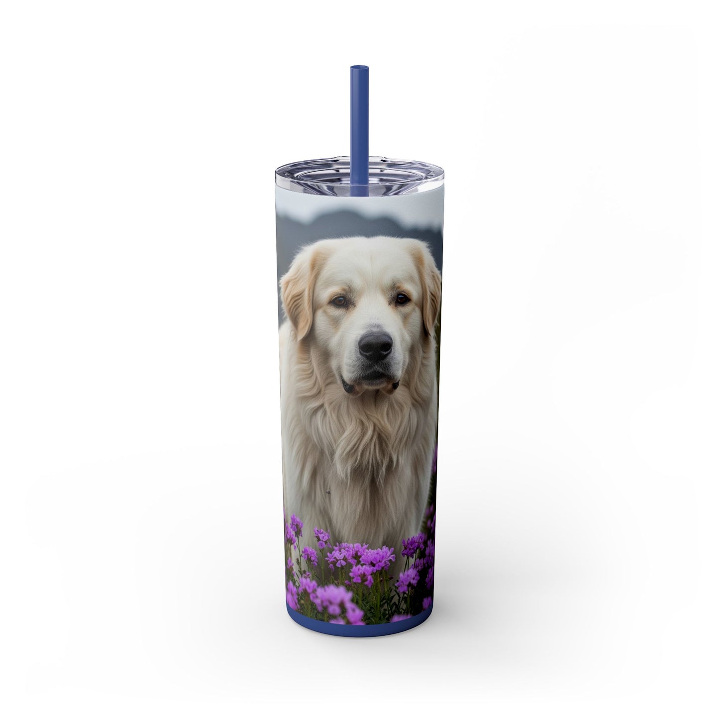 Pyrenean Mountain Dog Skinny Tumbler with Straw, 20oz