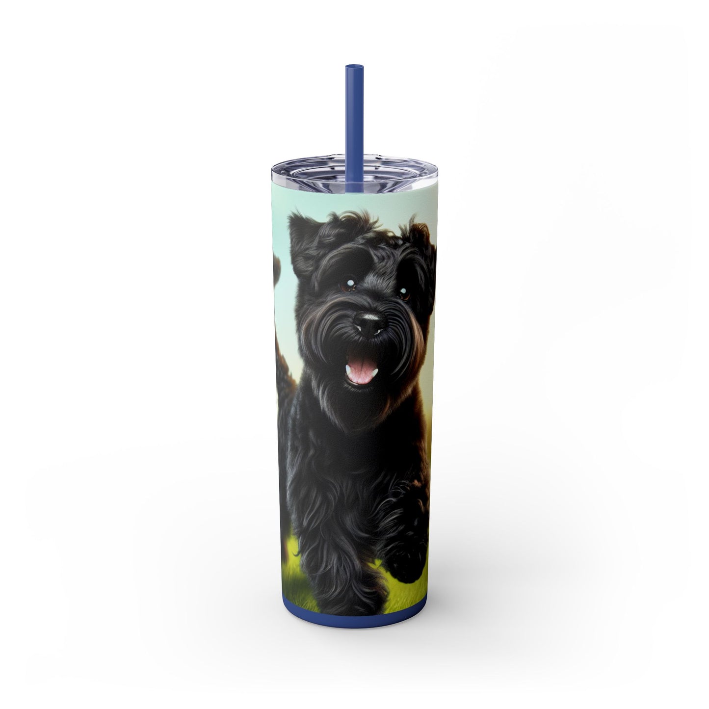Russian Black Terrier Skinny Tumbler with Straw, 20oz