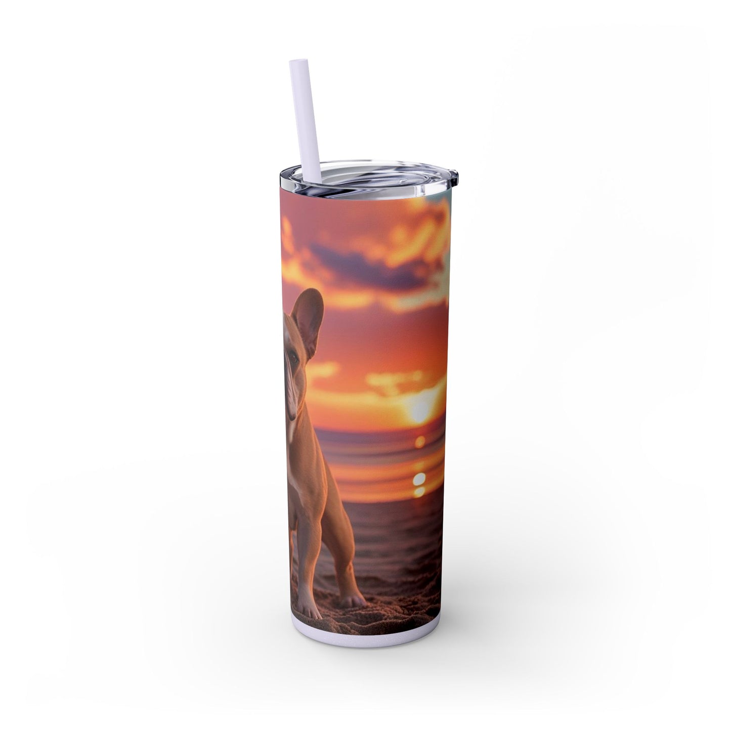 French Bulldog Love Skinny Tumbler with Straw, 20oz