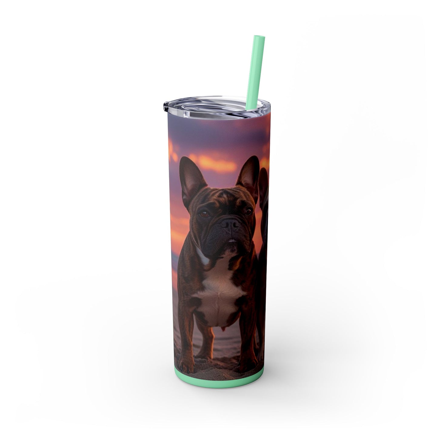 French Bulldog Love Skinny Tumbler with Straw, 20oz