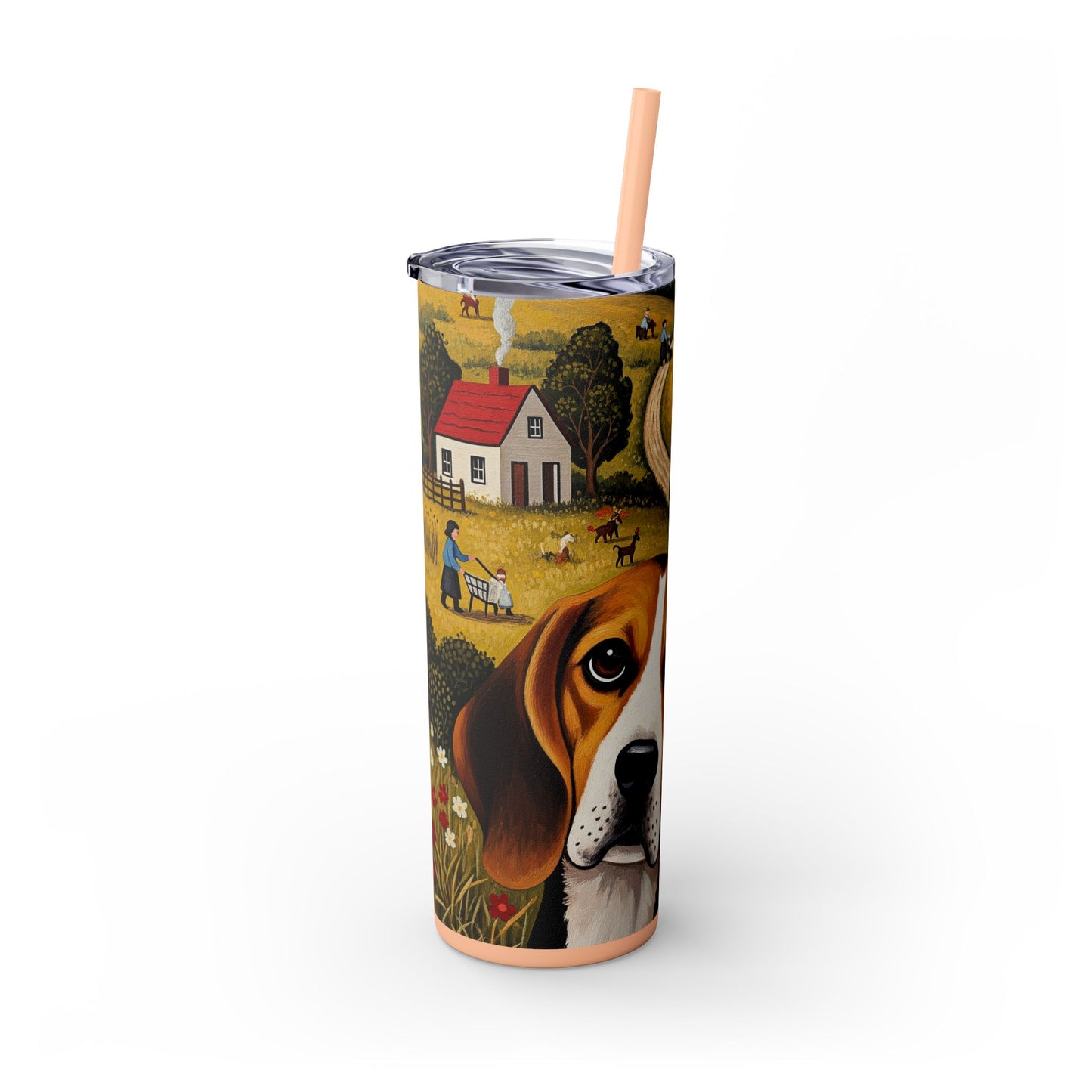 Beagle Skinny Tumbler with Straw, 20oz