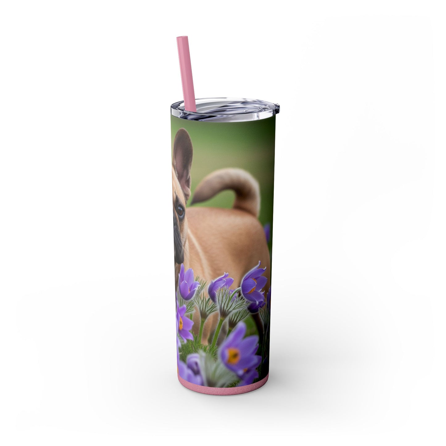 French Bulldog Skinny Tumbler with Straw, 20oz