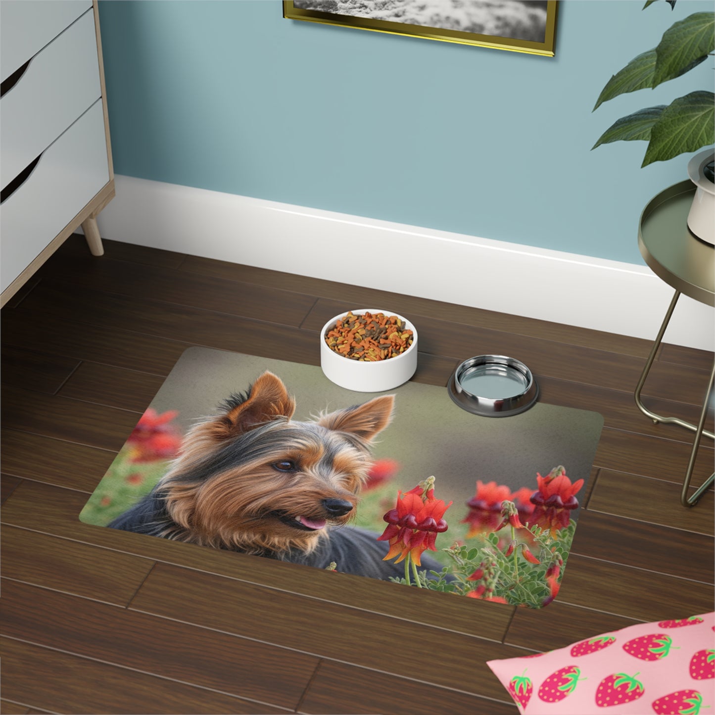 Tapete para comida de mascotas (12 x 18) - Silky Terrier