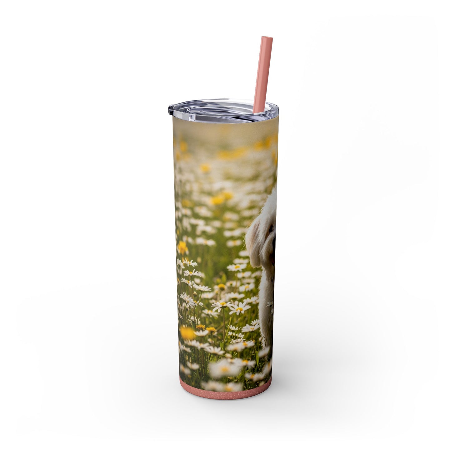 Lowchen Skinny Tumbler with Straw, 20oz