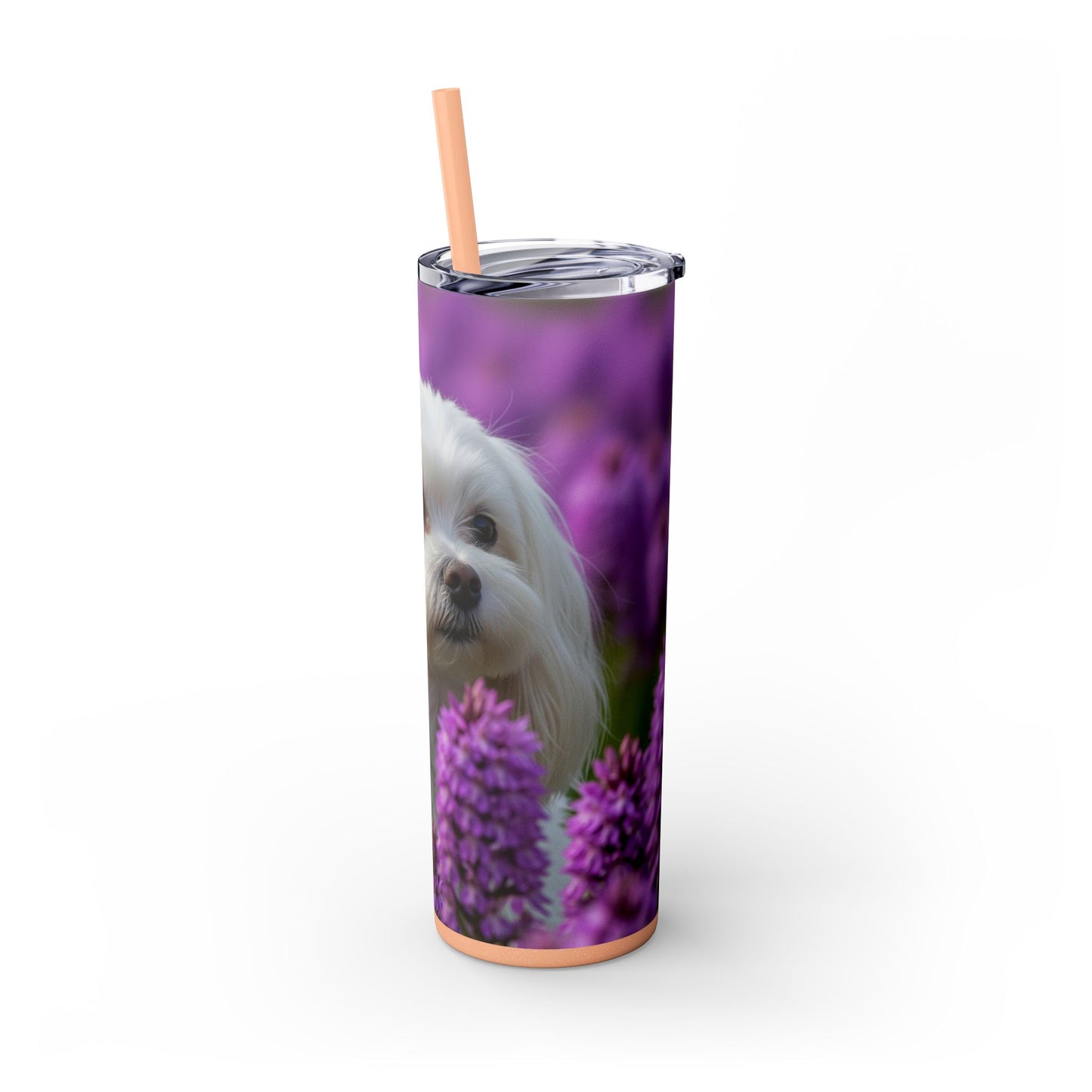 Maltese Skinny Tumbler with Straw, 20oz