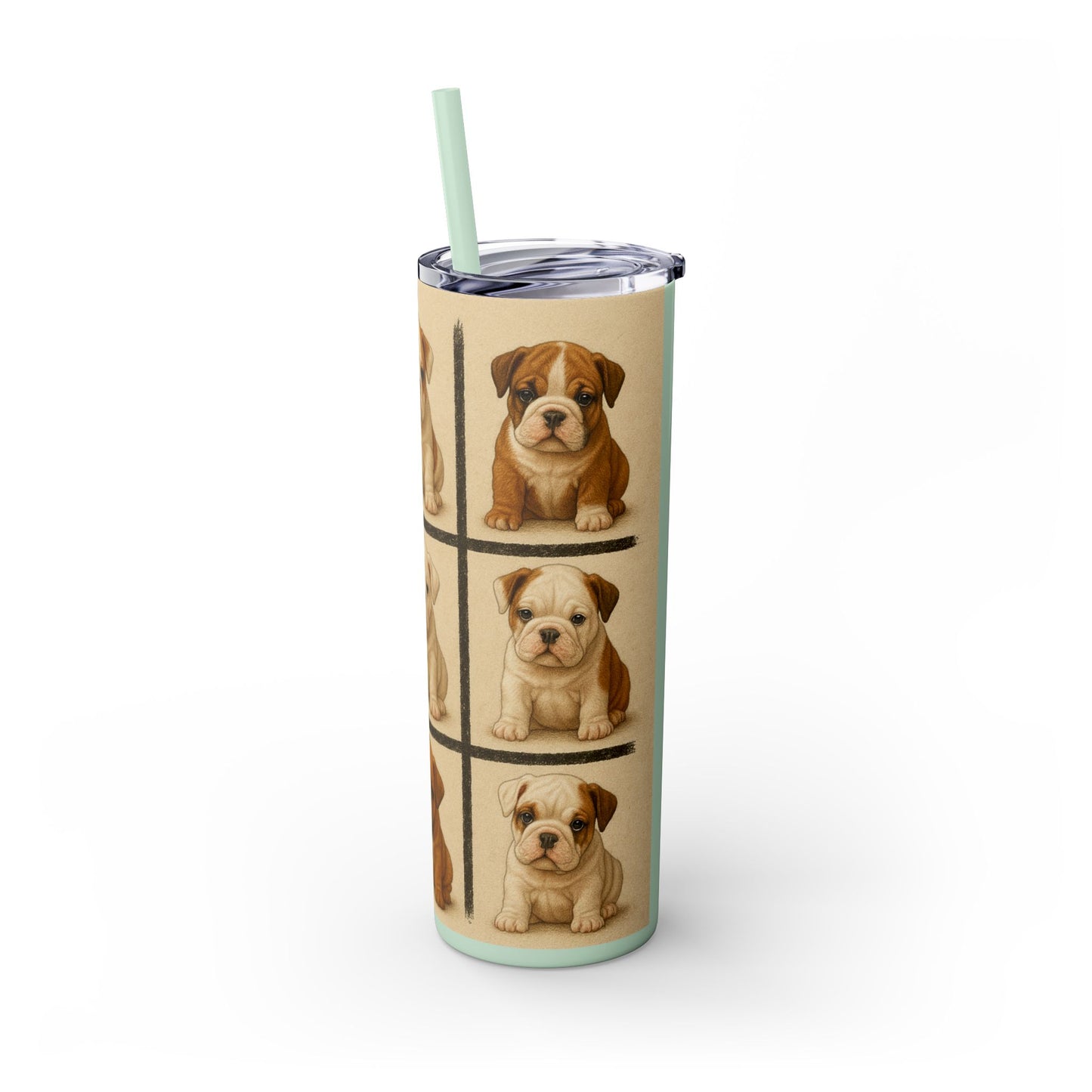 Bulldog puppies Tumbler with Straw, 20oz