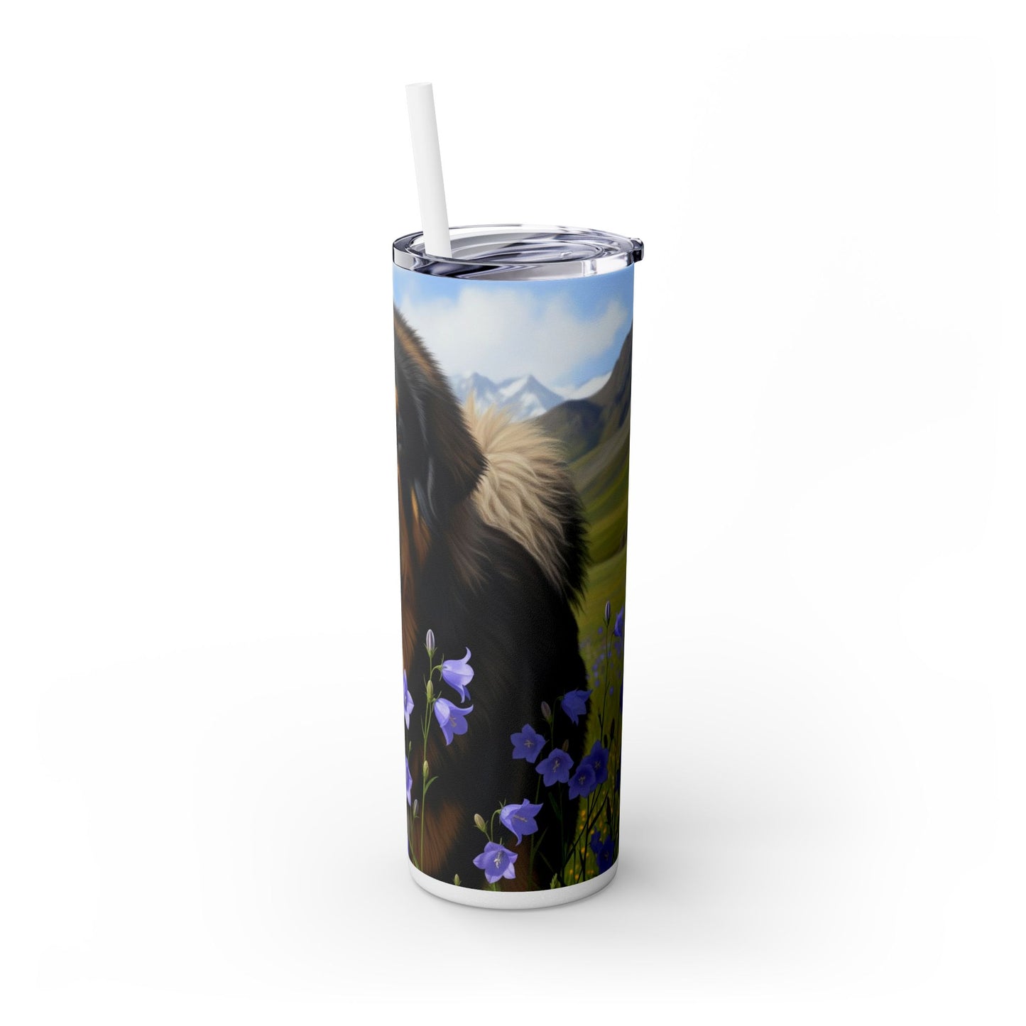 Tibetan Mastiff Skinny Tumbler with Straw, 20oz