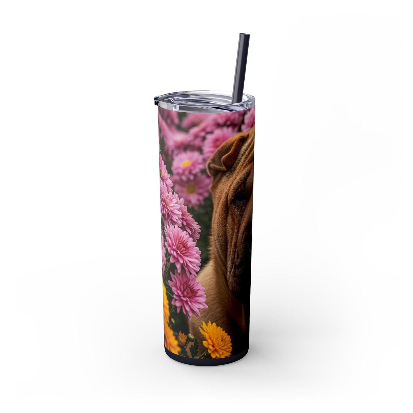 Shar-Pei Skinny Tumbler with Straw, 20oz