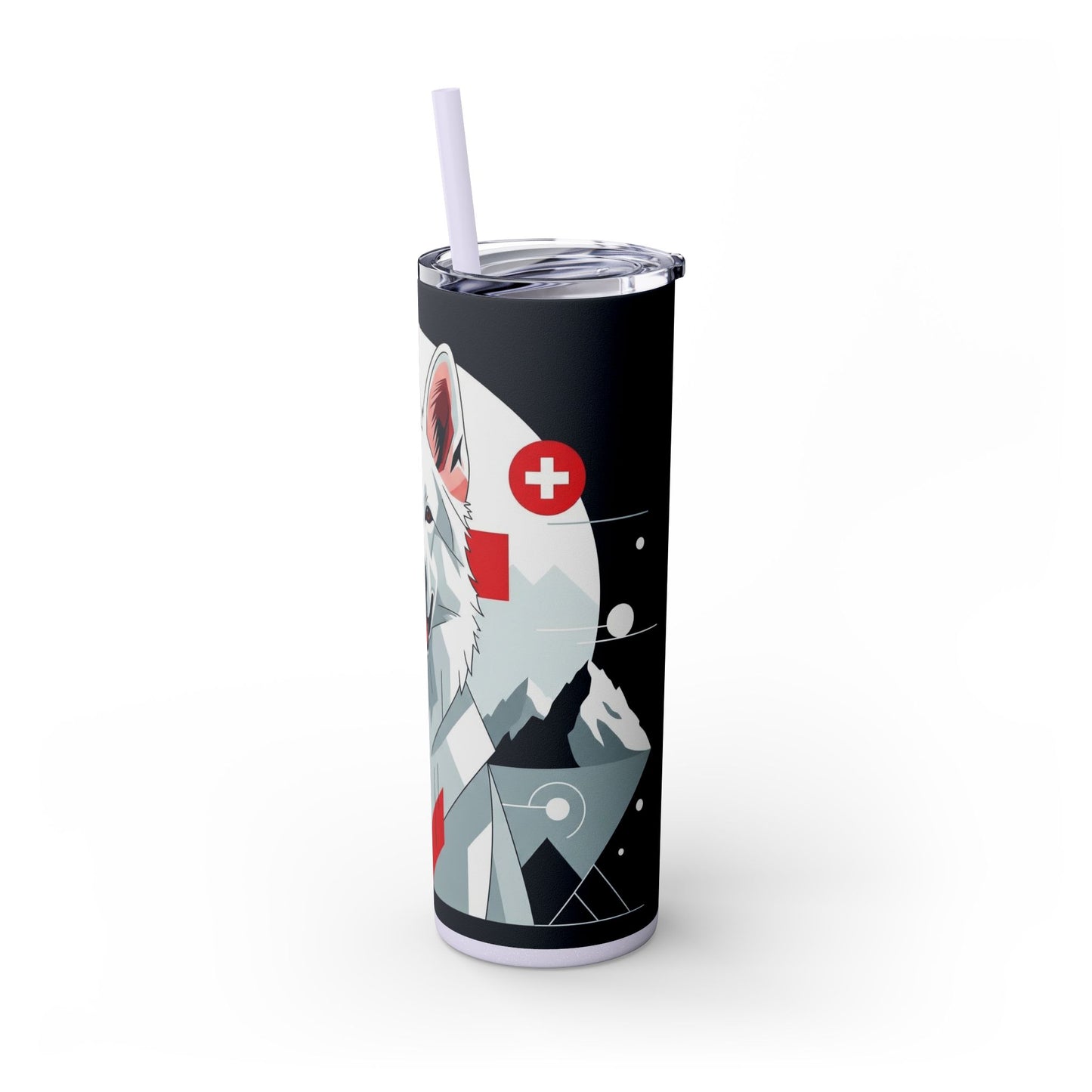 White Swiss Shepherd Dog Skinny Tumbler with Straw, 20oz