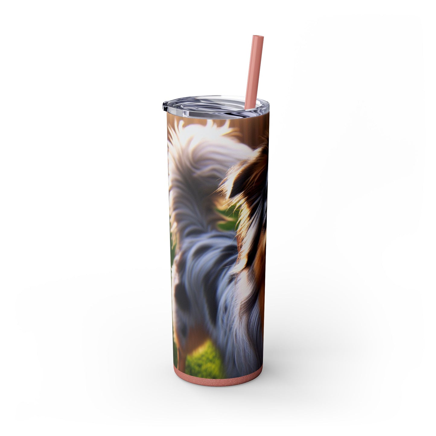Australian Shepherd Skinny Tumbler with Straw, 20oz