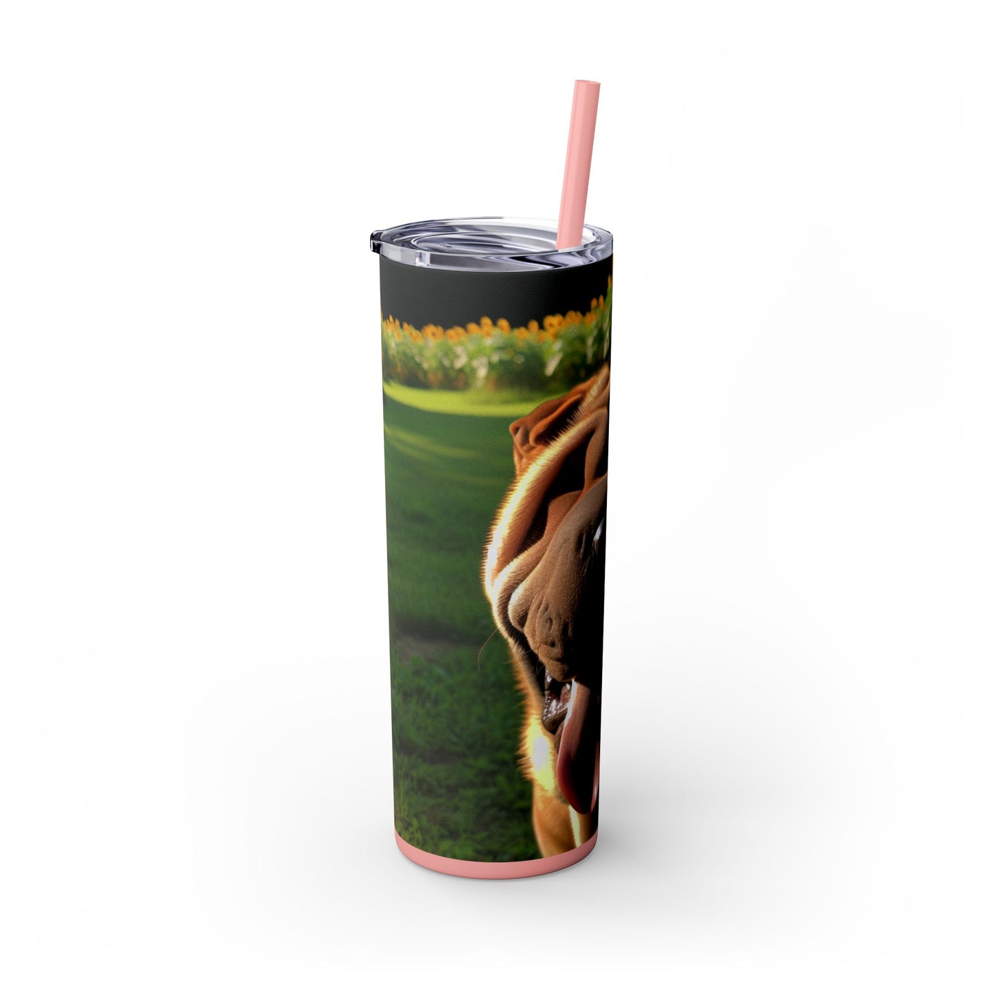 Shar Pei Skinny Tumbler with Straw, 20oz