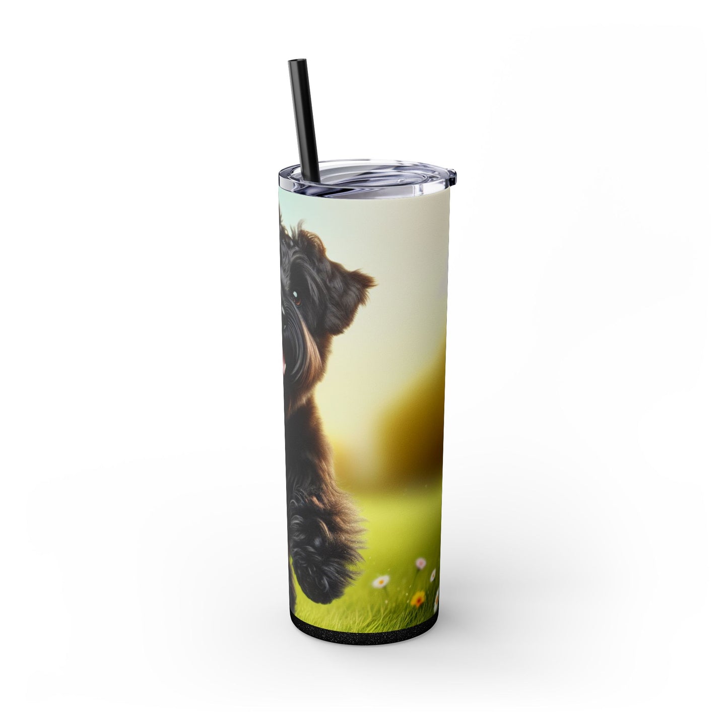 Russian Black Terrier Skinny Tumbler with Straw, 20oz