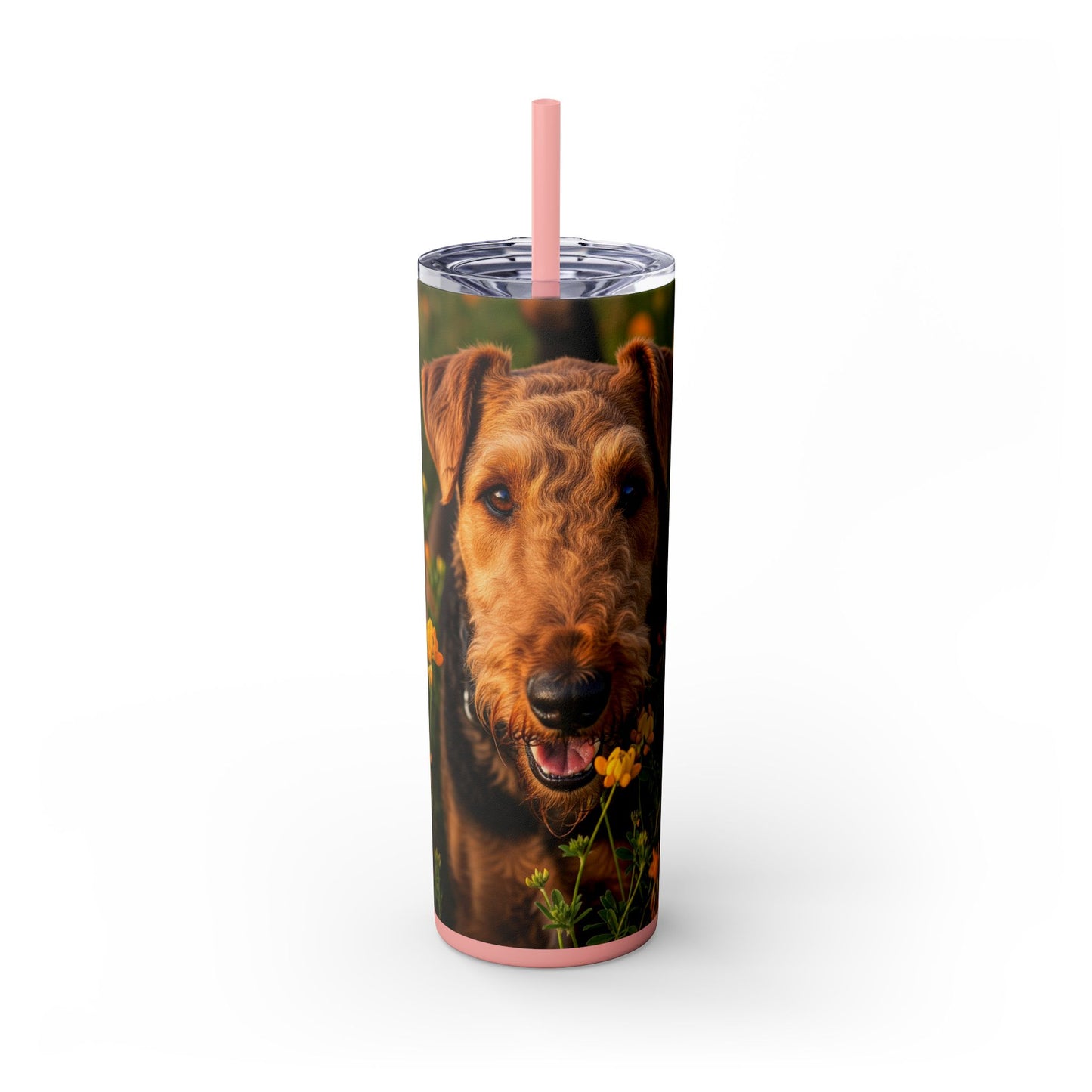 Airedale Terrier Skinny Tumbler with Straw, 20oz