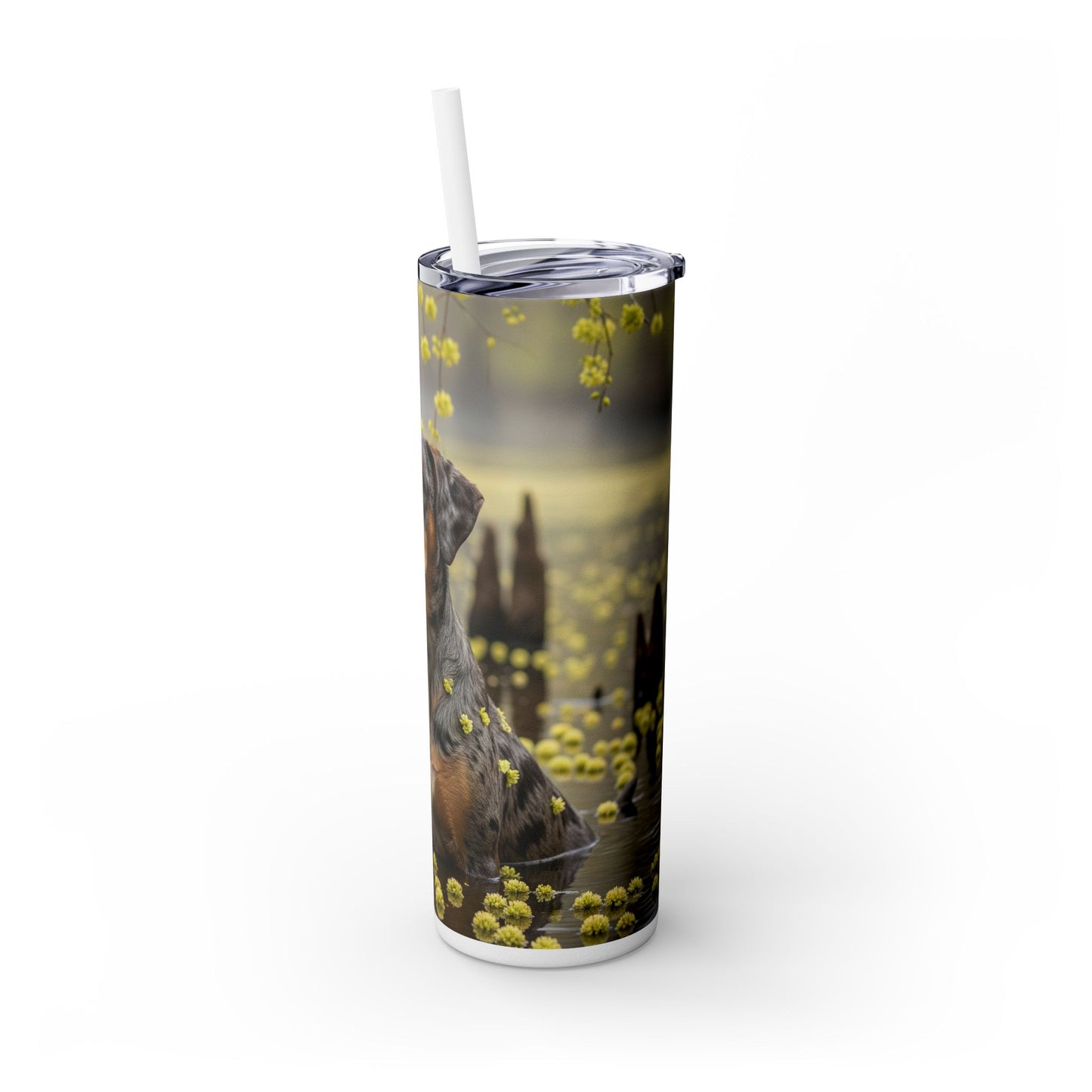 Catahoula Leopard Dog Skinny Tumbler with Straw, 20oz