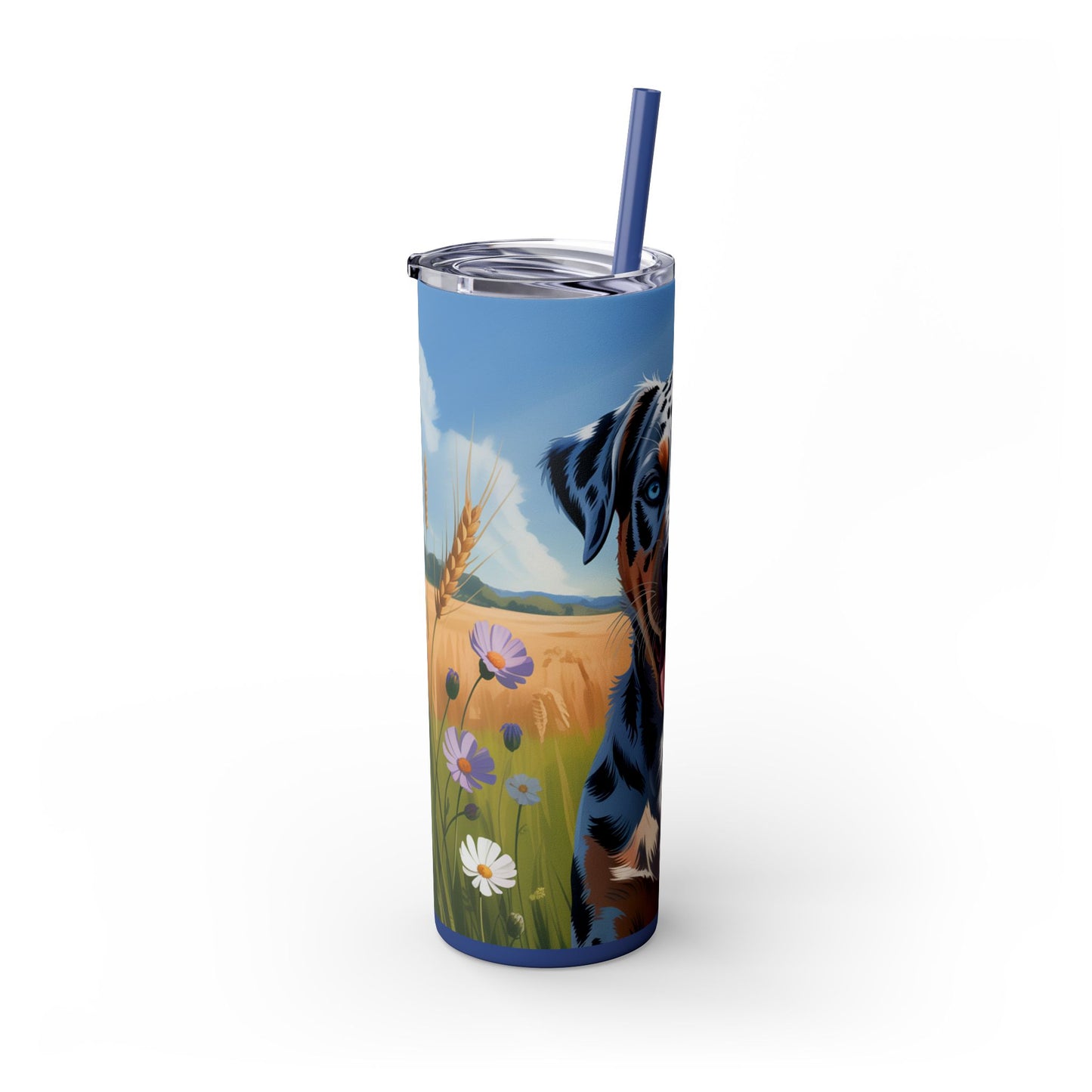 Catahoula Leopard Dog Skinny Tumbler with Straw, 20oz