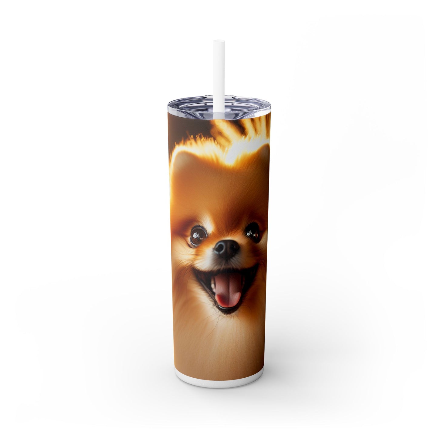 Pomeranian Skinny Tumbler with Straw, 20oz