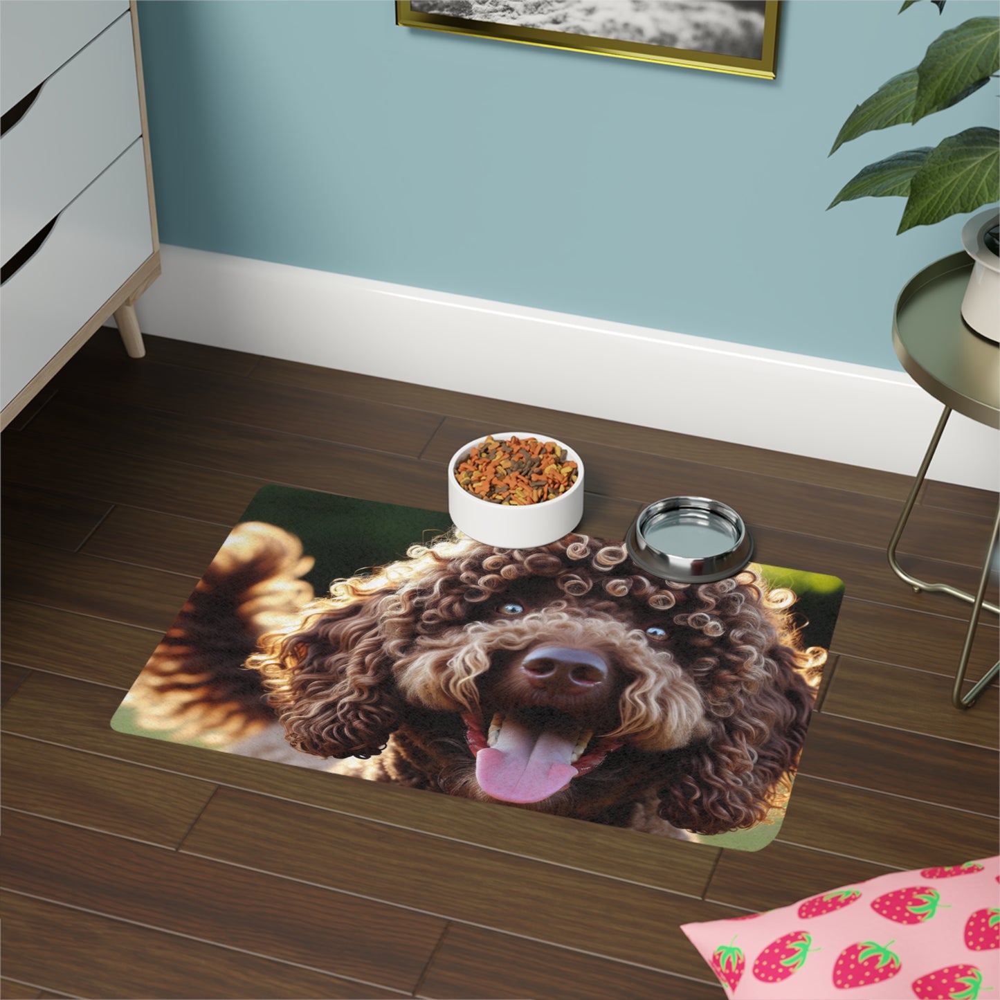 Tapete para comida de mascotas (12 x 18) - Retriever de pelo rizado
