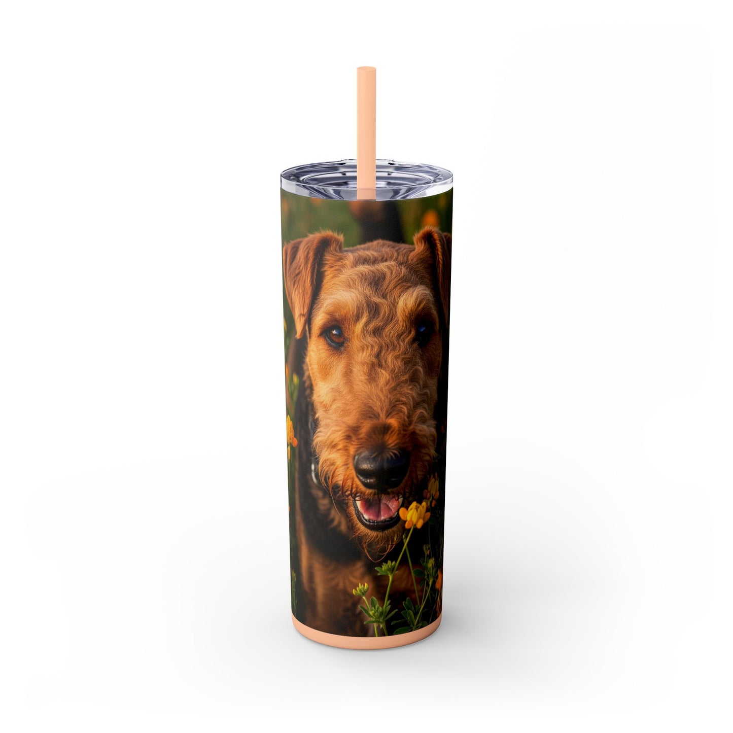 Airedale Terrier Skinny Tumbler with Straw, 20oz