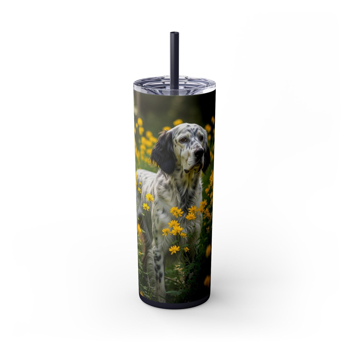 English Setter Skinny Tumbler with Straw, 20oz